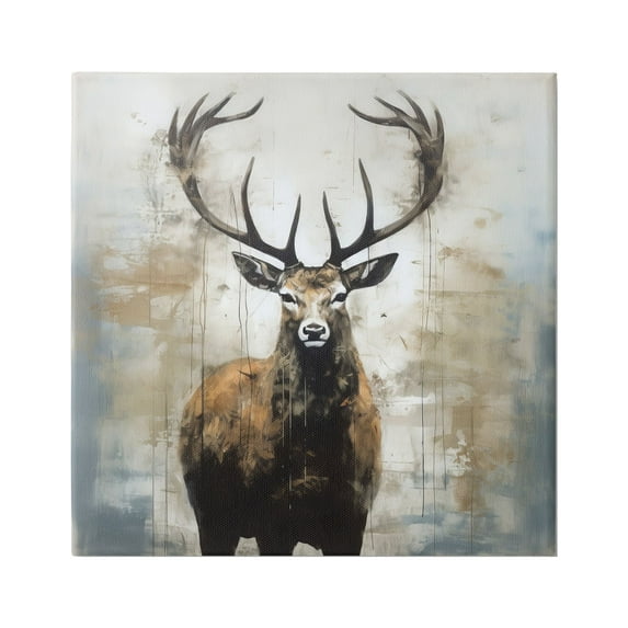 Stupell Industries Rustic Woodland Deer Animals & Insects Painting Gallery Wrapped Canvas Art Print Wall Art, 17 x 17