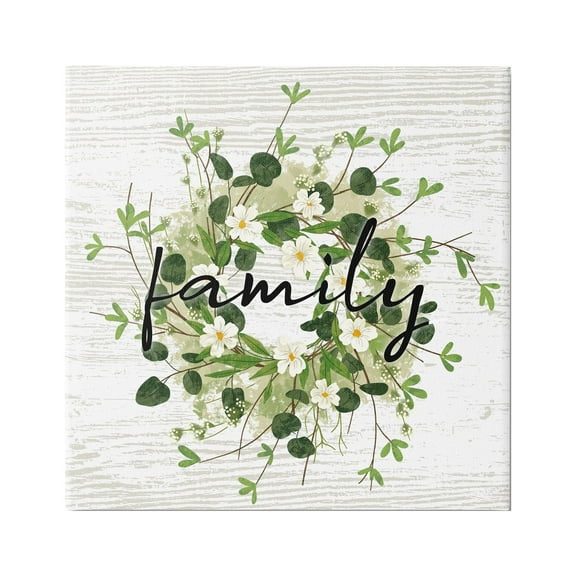 Stupell Industries Rustic Wreath Family Calligraphy Country Grain Pattern Graphic Art Gallery Wrapped Canvas Print Wall Art, Design by Ziwei Li