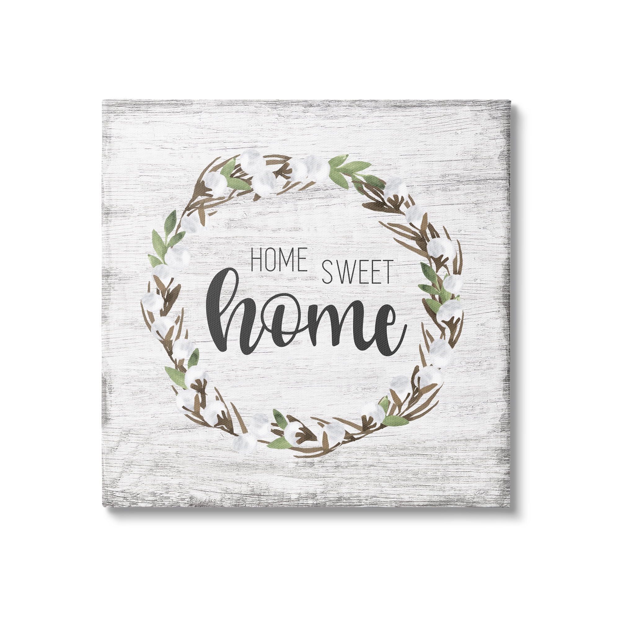 Stupell Industries Rustic Wreath Sweet Home Calligraphy Country Sign Graphic Art Gallery Wrapped Canvas Print Wall Art, Design by Natalie Carpentieri