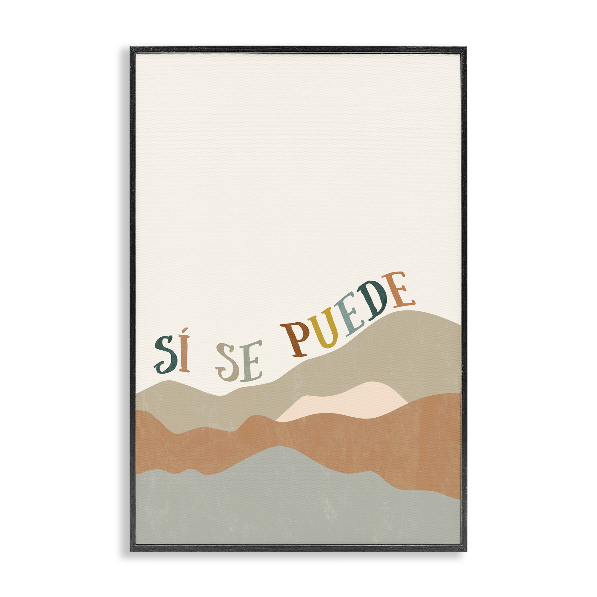 Stupell Industries Sí Se Puede Montañas Inspirational Quotes & Sayings Painting Black Framed Art Print Wall Art, 20 x 30