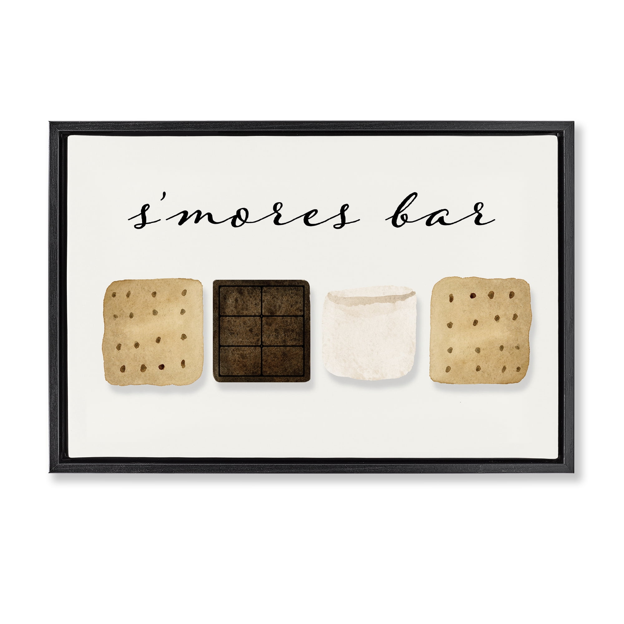 Stupell Industries S'mores Bar Ingredients Food & Beverage Painting Black Floater Framed Art Print Wall Art, 25 x 17