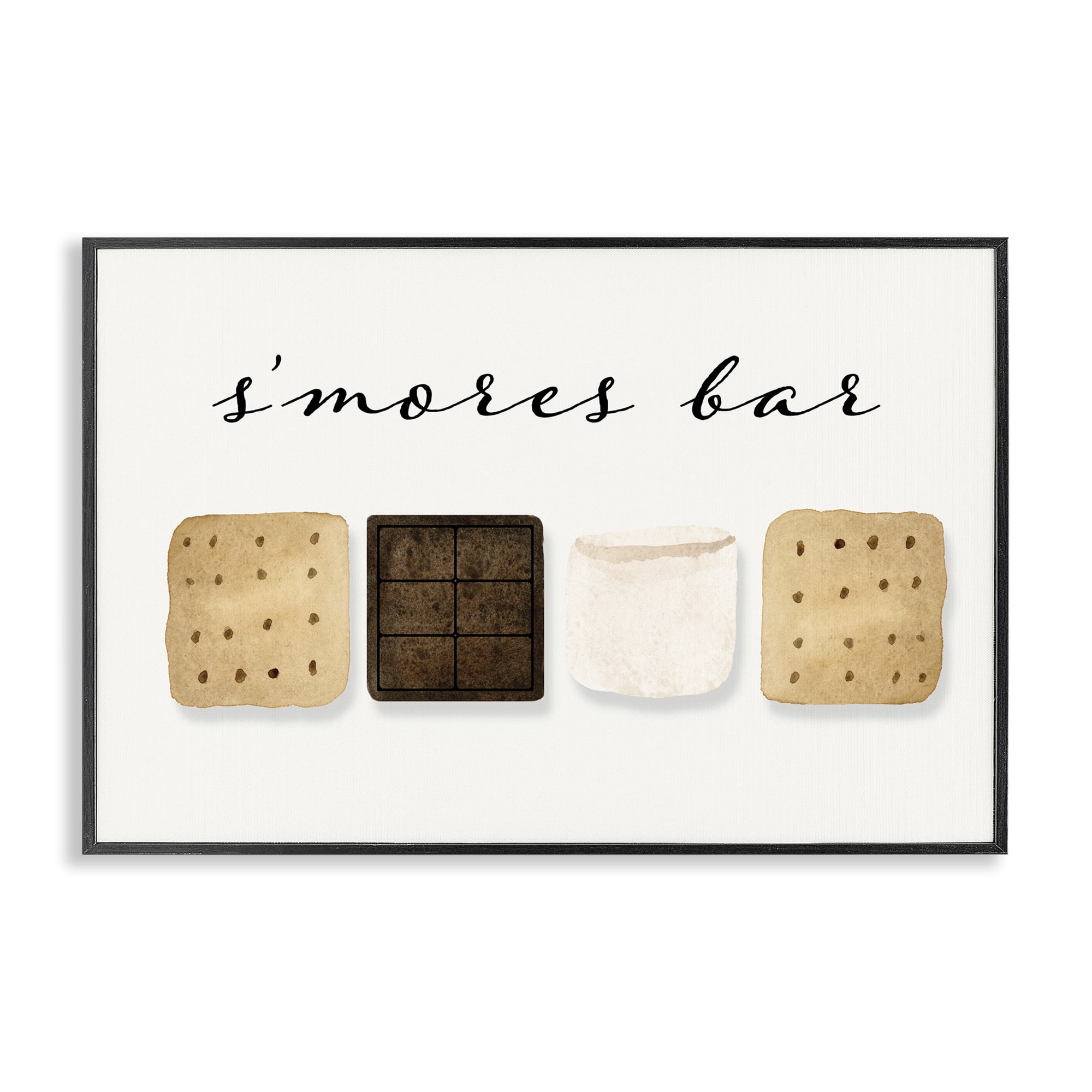 Stupell Industries S'mores Bar Ingredients Food & Beverage Painting Black Framed Art Print Wall Art, 18 x 12