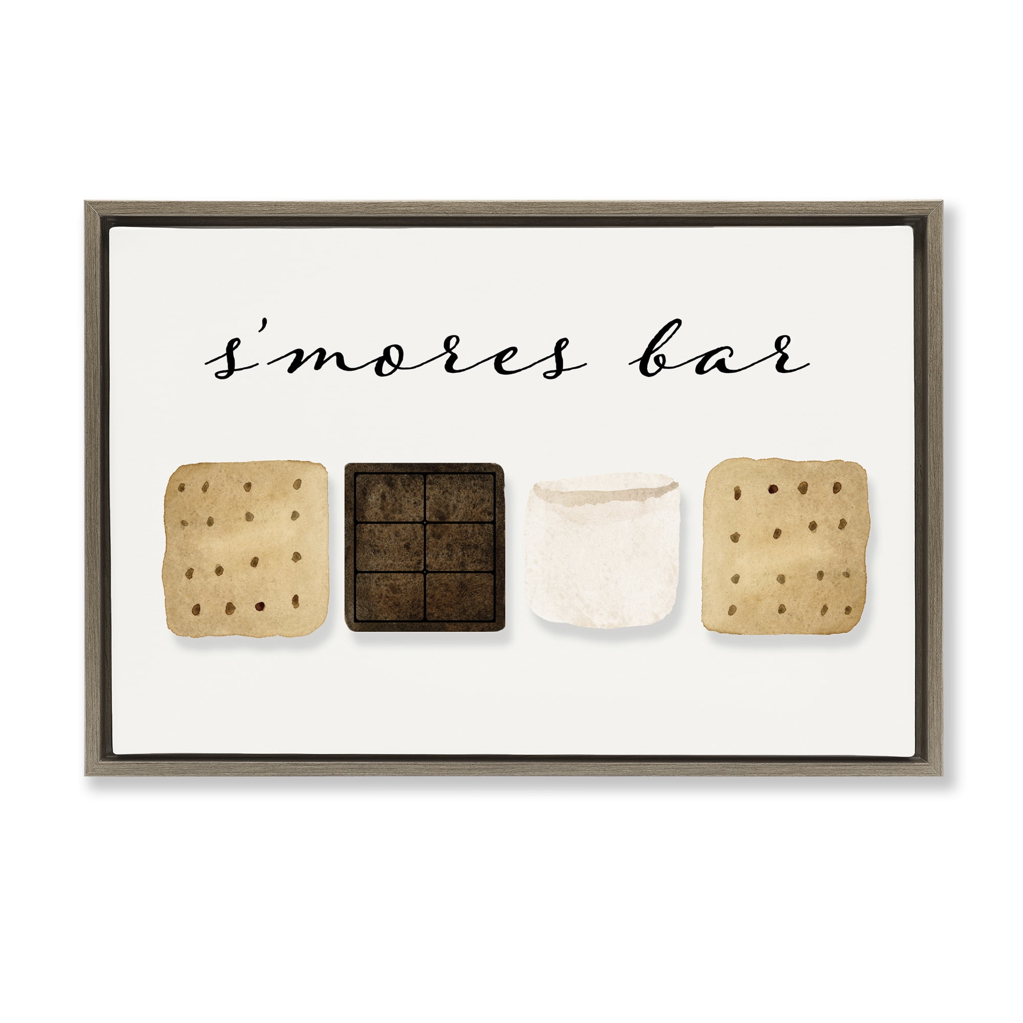 Stupell Industries S'mores Bar Ingredients Food & Beverage Painting Brown Floater Framed Art Print Wall Art, 25 x 17