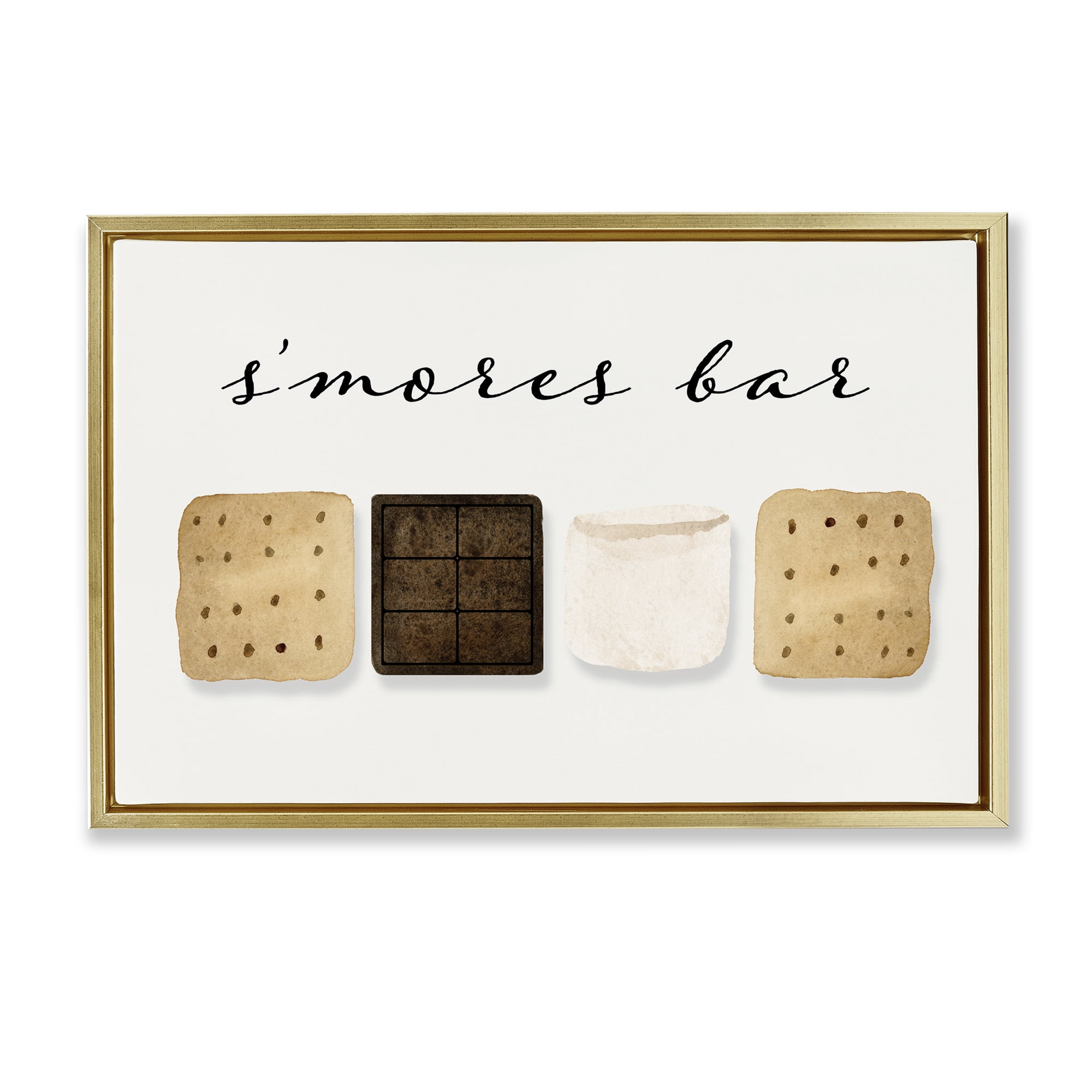 Stupell Industries S'mores Bar Ingredients Food & Beverage Painting Gold Floater Framed Art Print Wall Art, 25 x 17