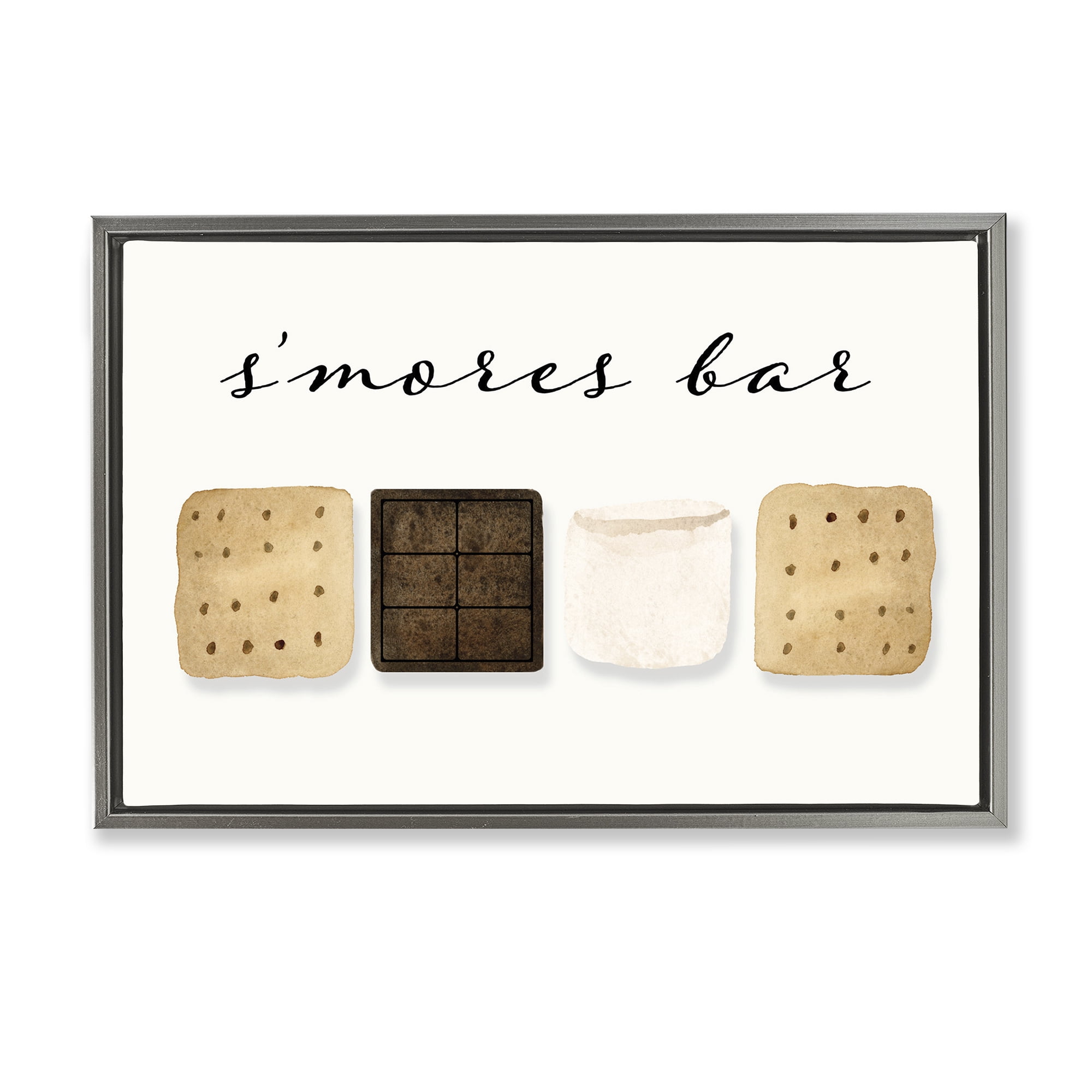 Stupell Industries S'mores Bar Ingredients Food & Beverage Painting Gray Floater Framed Art Print Wall Art, 25 x 17