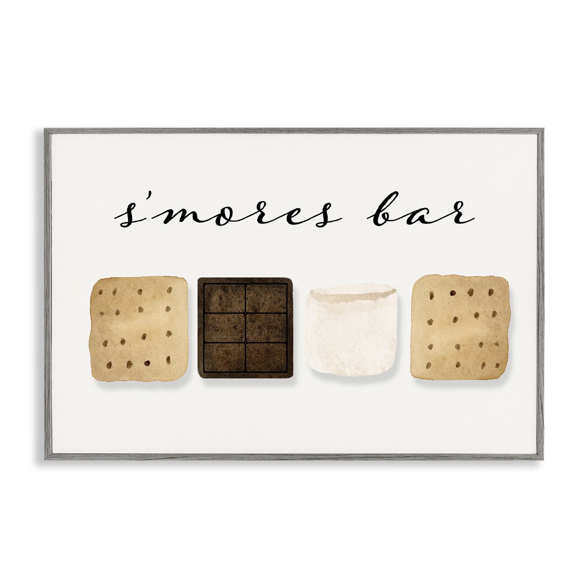 Stupell Industries S'mores Bar Ingredients Food & Beverage Painting Gray Framed Art Print Wall Art, 30 x 20