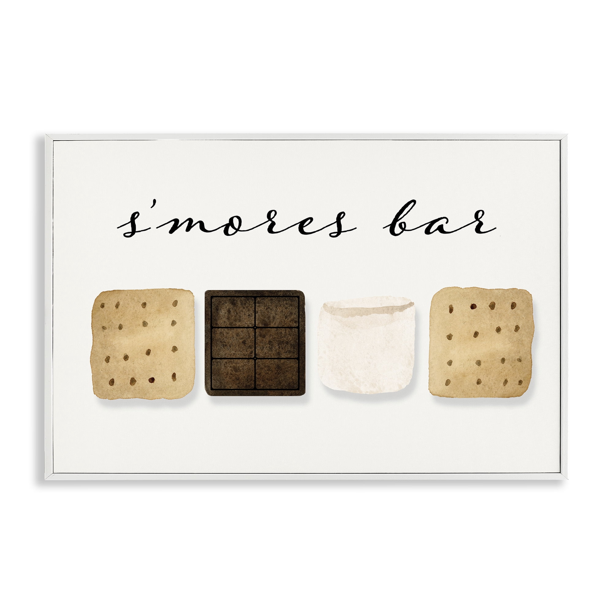 Stupell Industries S'mores Bar Ingredients Food & Beverage Painting White Framed Art Print Wall Art, 24 x 16