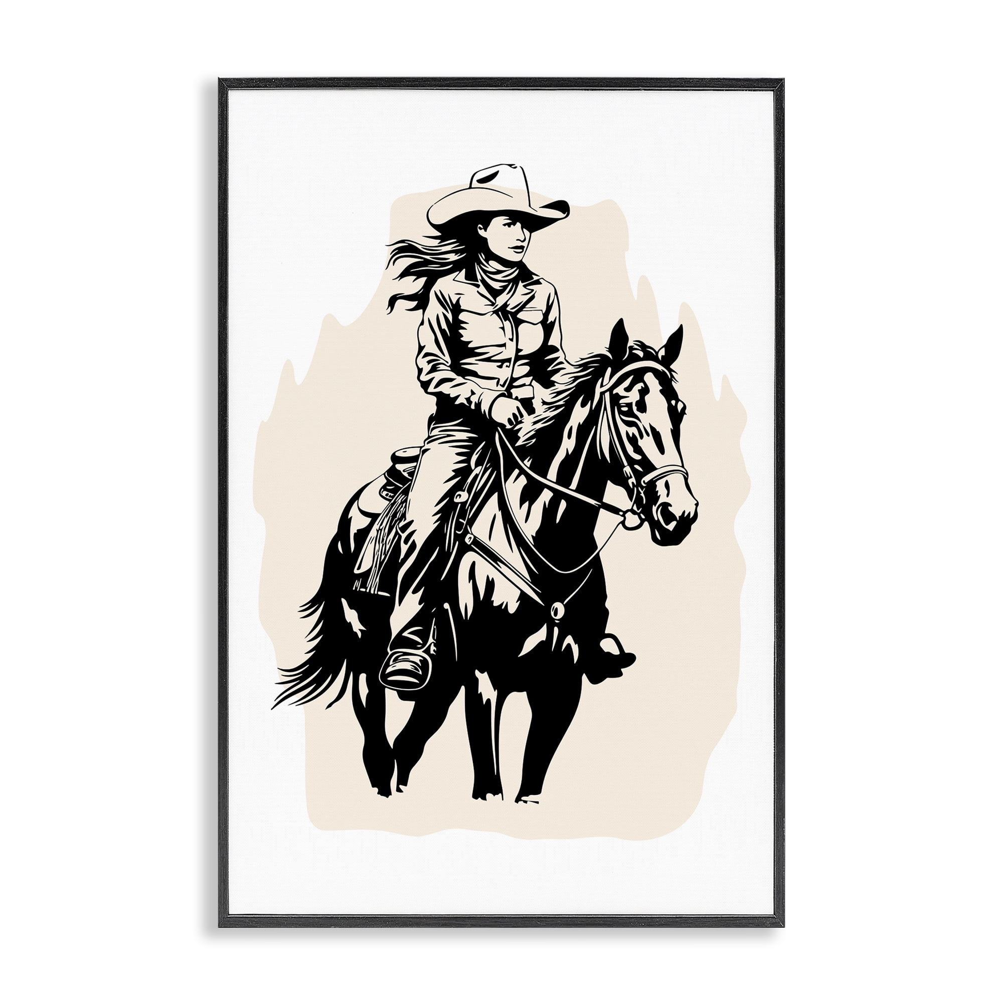 Stupell Industries Saddle Sisters Cowgirl People Painting Black Framed Art Print Wall Art, 12 x 18