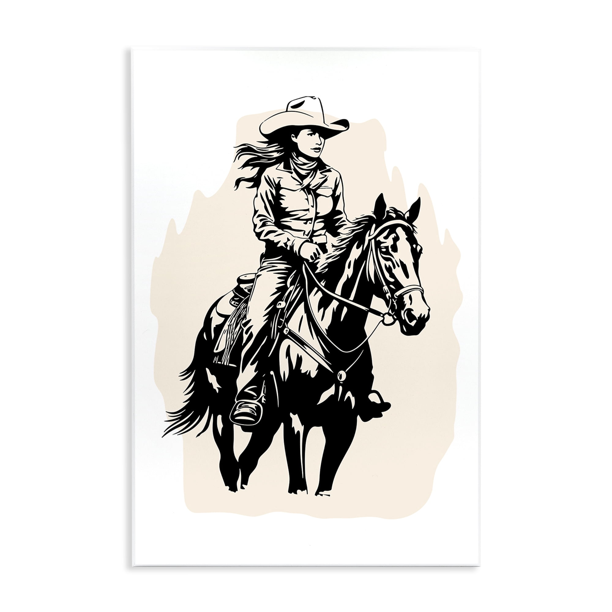 Stupell Industries Saddle Sisters Cowgirl People Painting Unframed Art Print Wall Art, 13 x 19