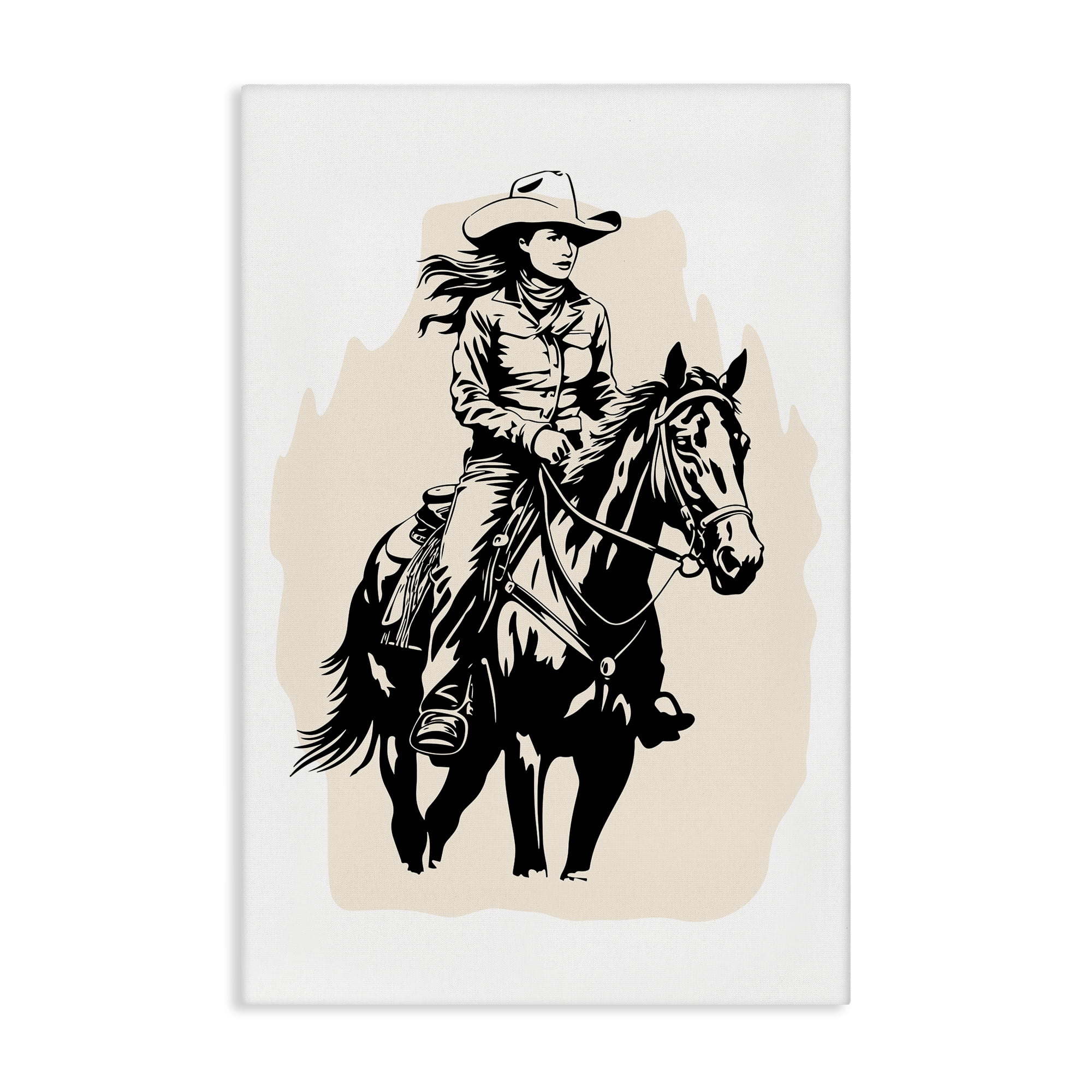 Stupell Industries Saddle Sisters Cowgirl People Painting Wrapped Canvas Art Print Wall Art, 20 x 30