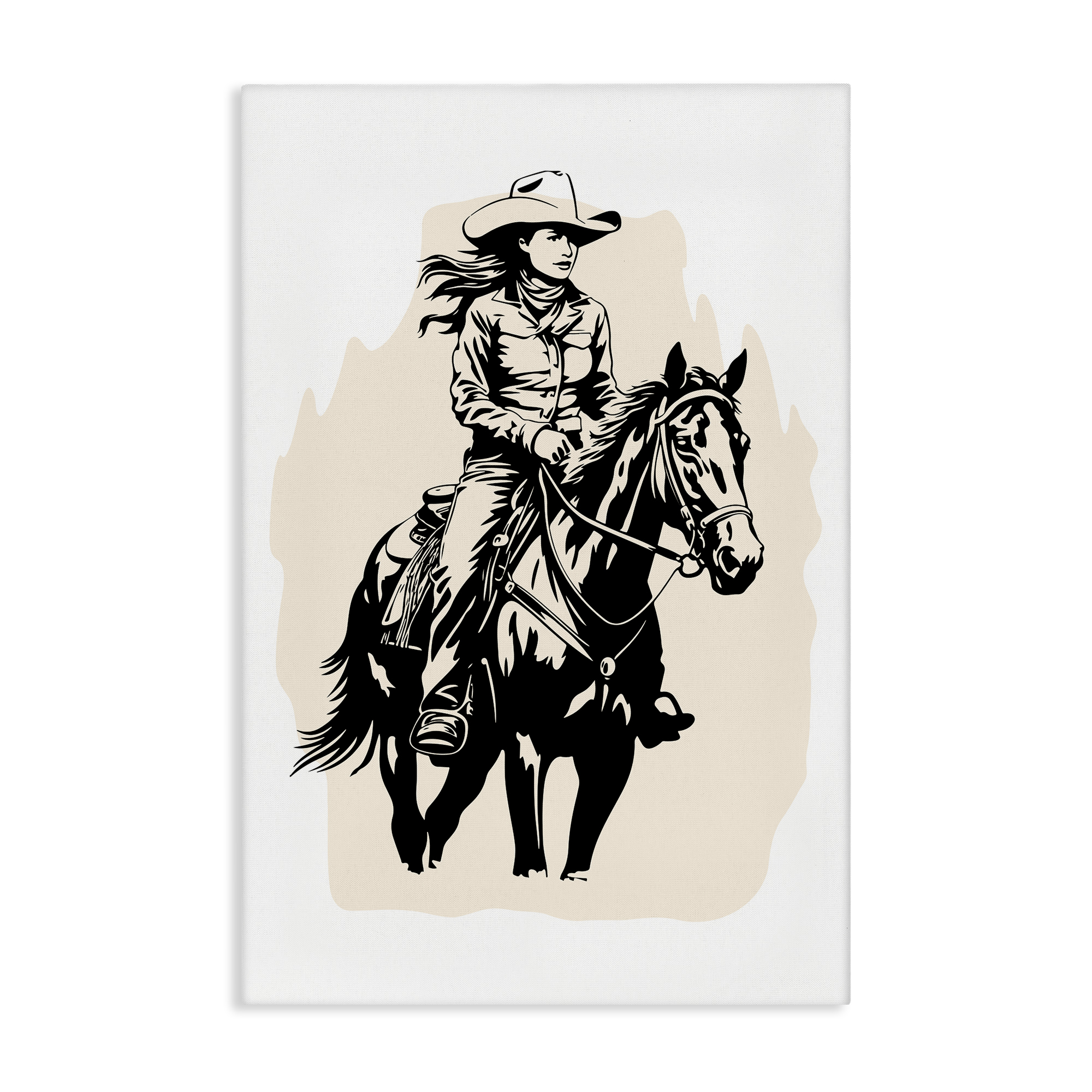 Stupell Industries Saddle Sisters Cowgirl People Painting Wrapped Canvas Art Print Wall Art, 30 x 45