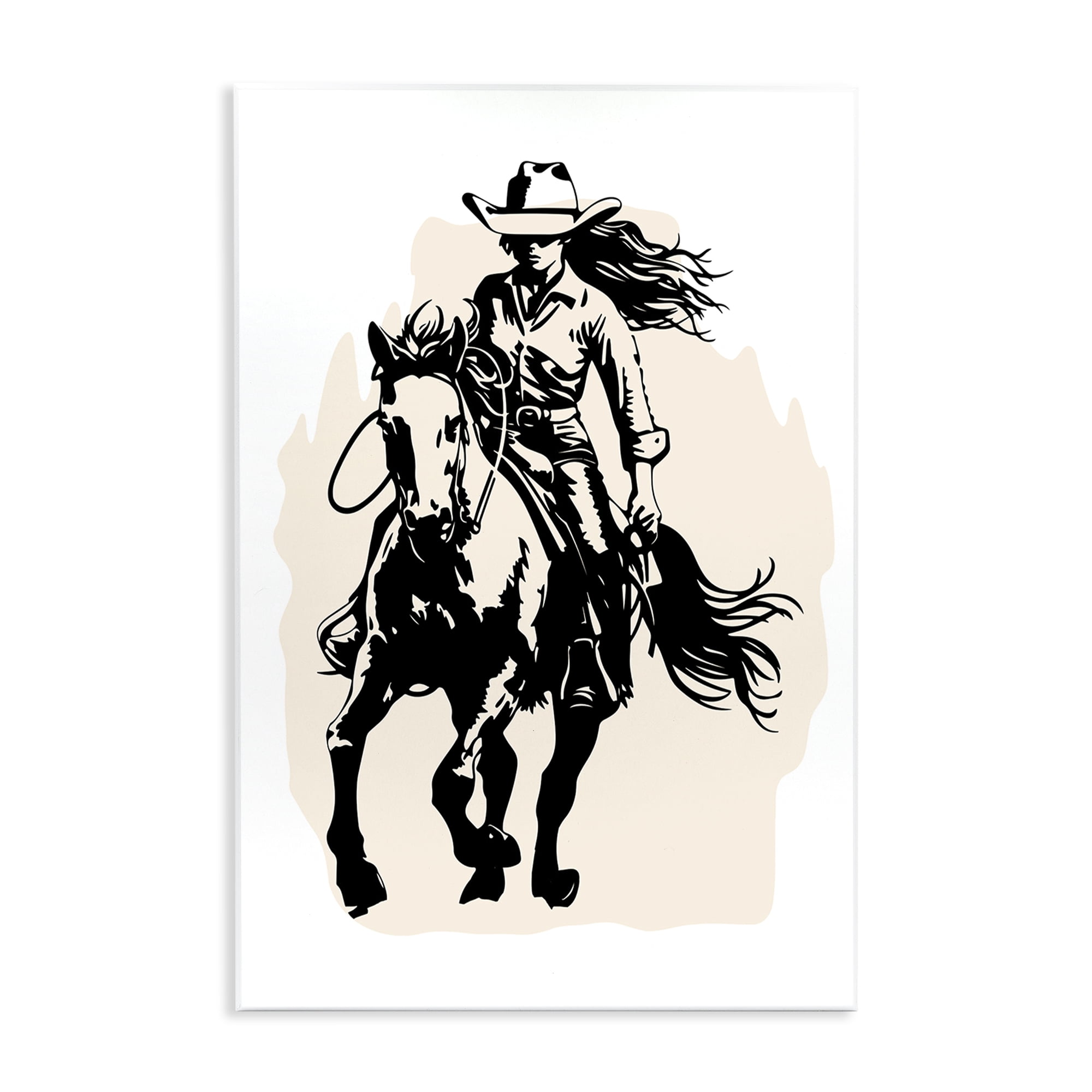 Stupell Industries Saddle Sisters Girl People Painting Unframed Art Print Wall Art, 13 x 19