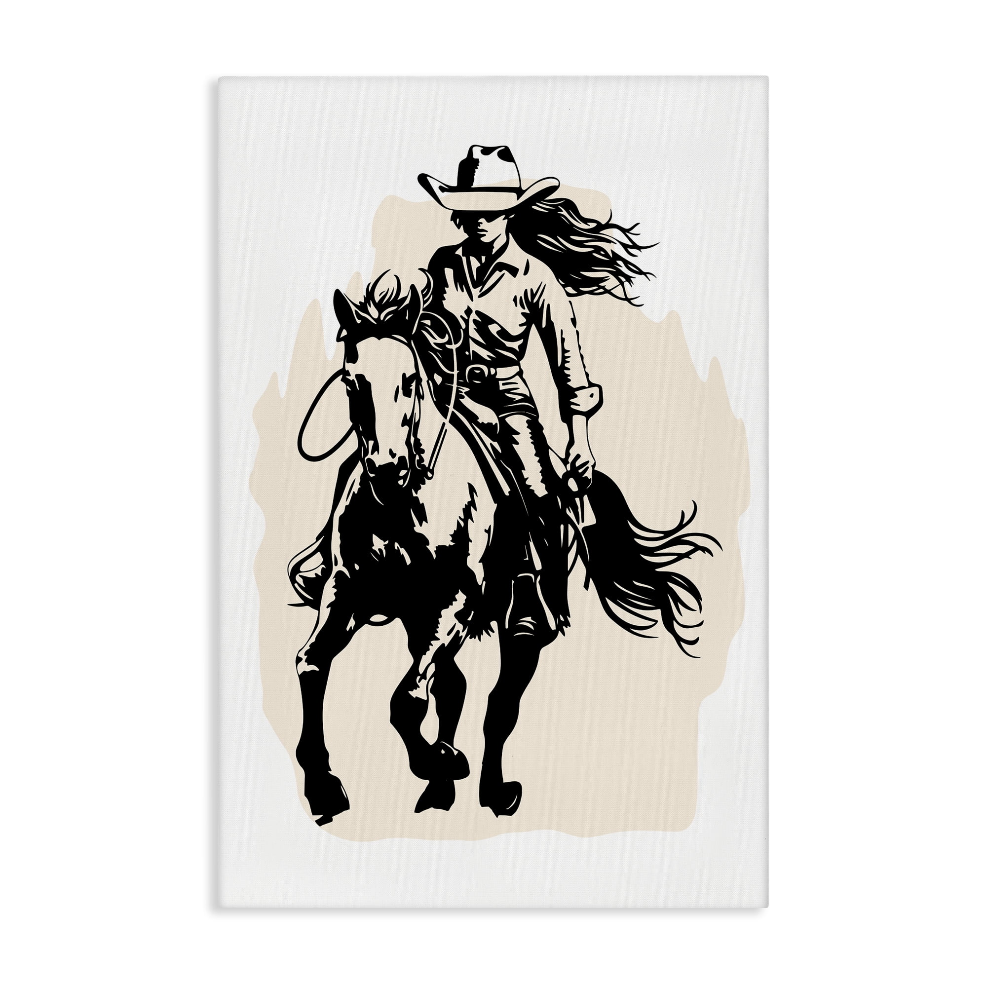 Stupell Industries Saddle Sisters Girl People Painting Wrapped Canvas Art Print Wall Art, 24 x 36