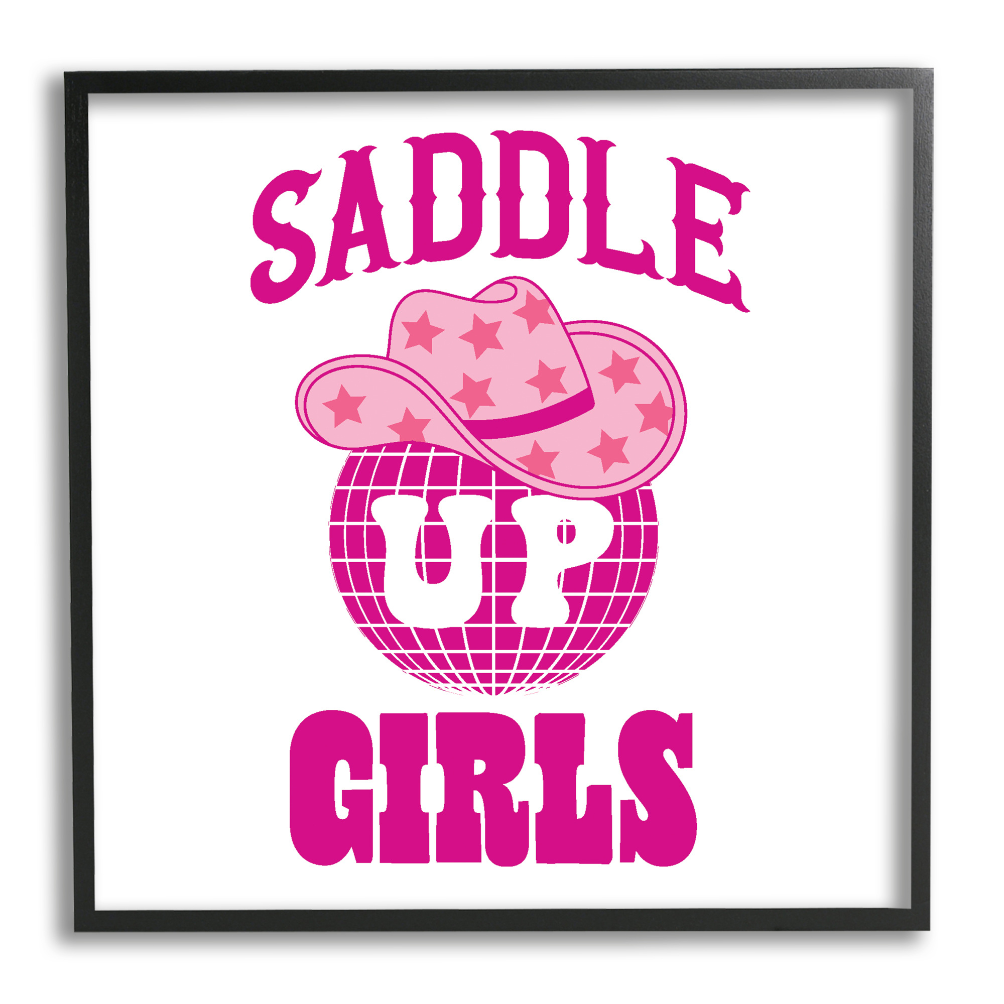 Stupell Industries Saddle Up Girls Phrase Beauty & Fashion Painting Black Framed Art Print Wall Art, 24 x 24