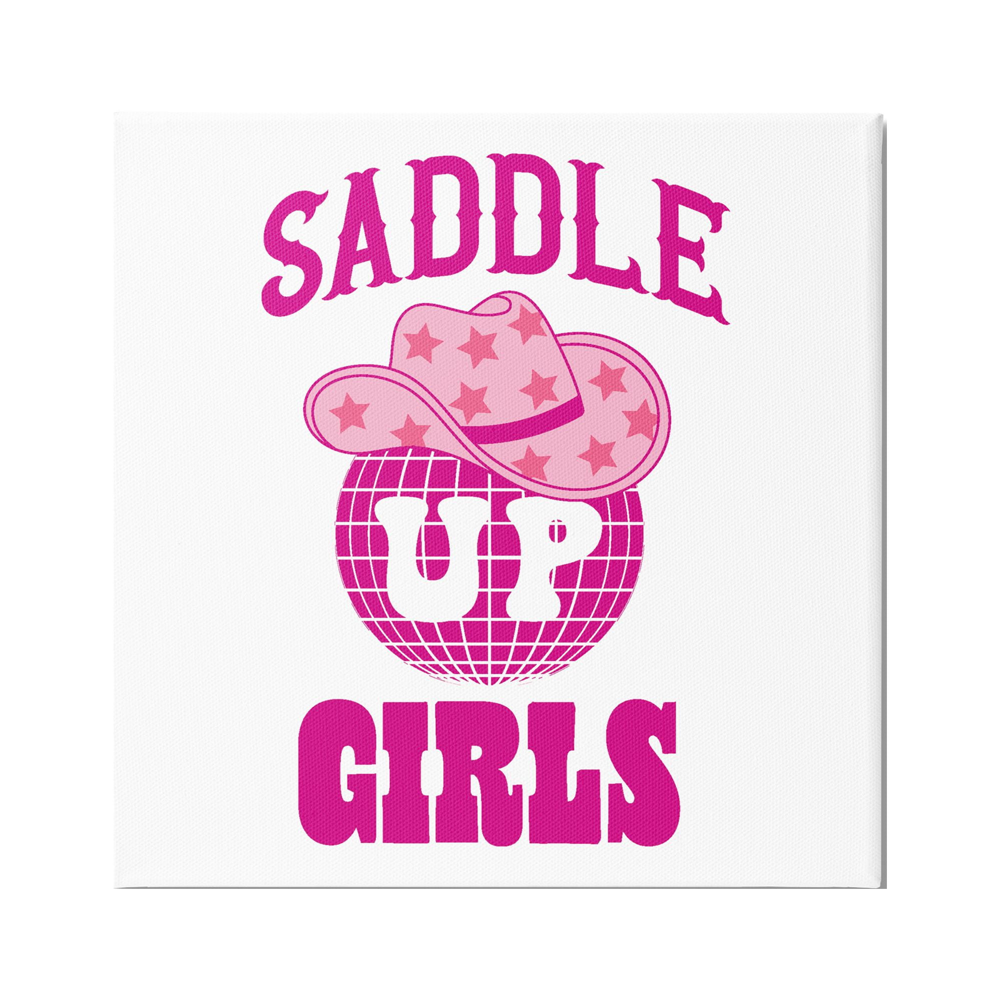 Stupell Industries Saddle Up Girls Phrase Beauty & Fashion Painting Gallery Wrapped Canvas Print Wall Art, 17 x 17