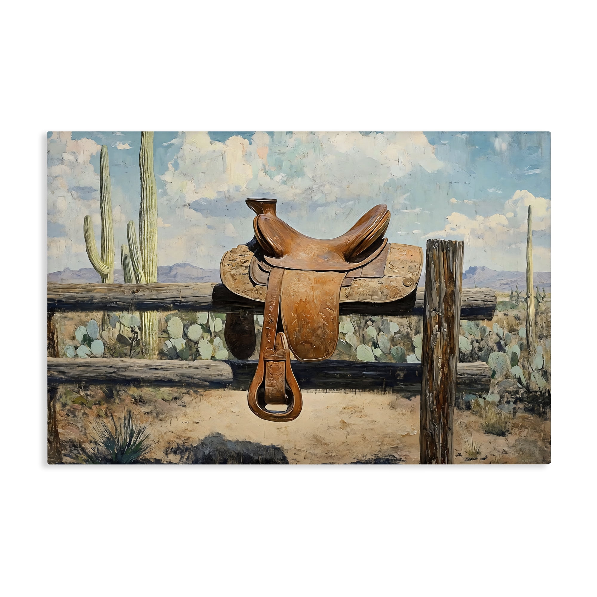 Stupell Industries Saddle on Desert Fence Canvas Wall Art, design by Franklyn Gregory