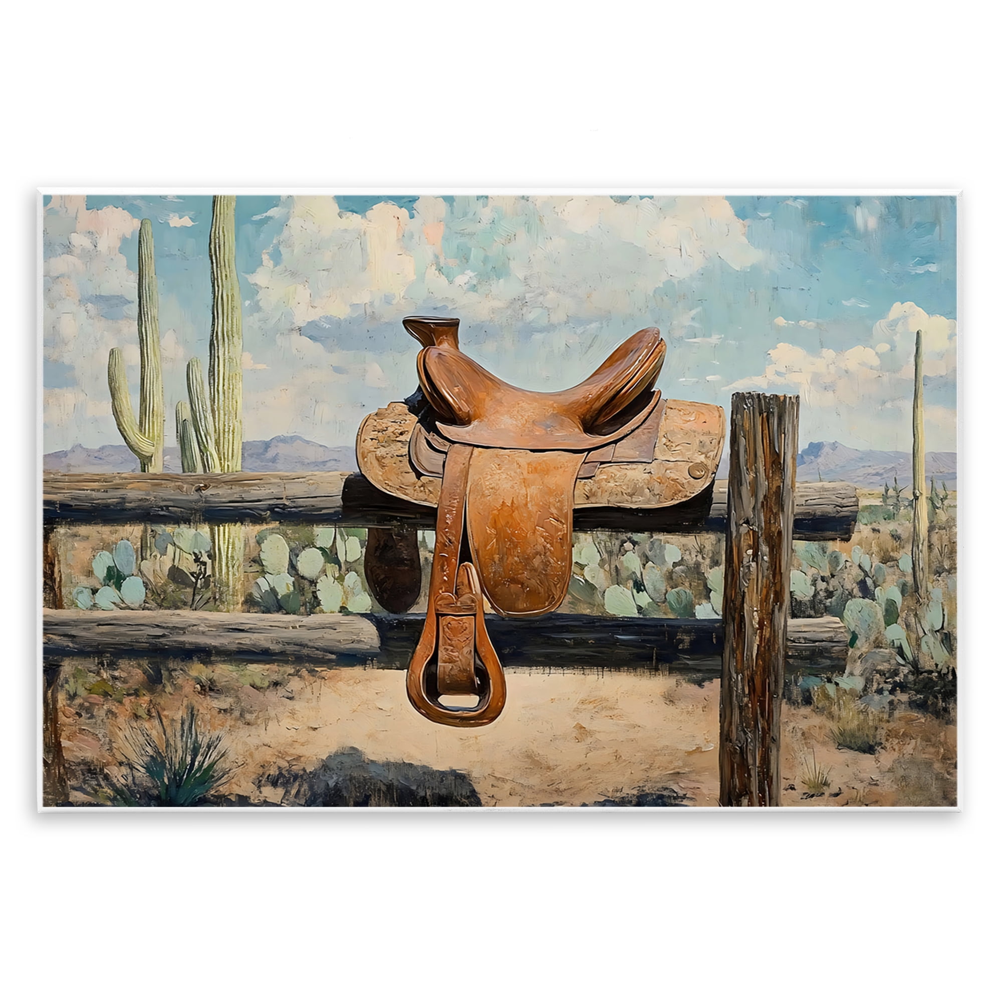 Stupell Industries Saddle on Desert Fence Wall Plaque Art, design by Franklyn Gregory
