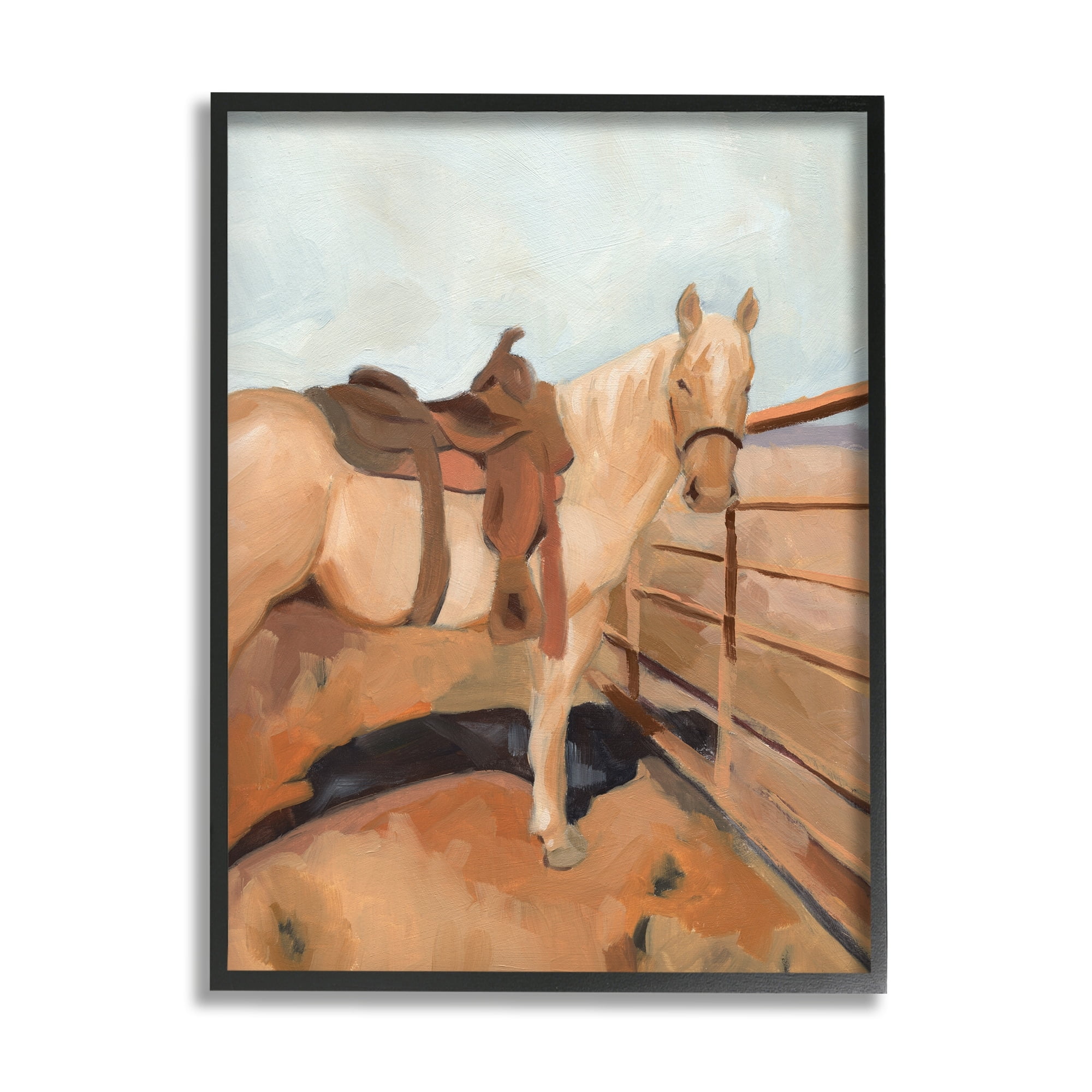 Stupell Industries Saddled Horse Southwestern Field Farm Fence Orange Blue, 11 x 14, Design by Jacob Green&nbsp;