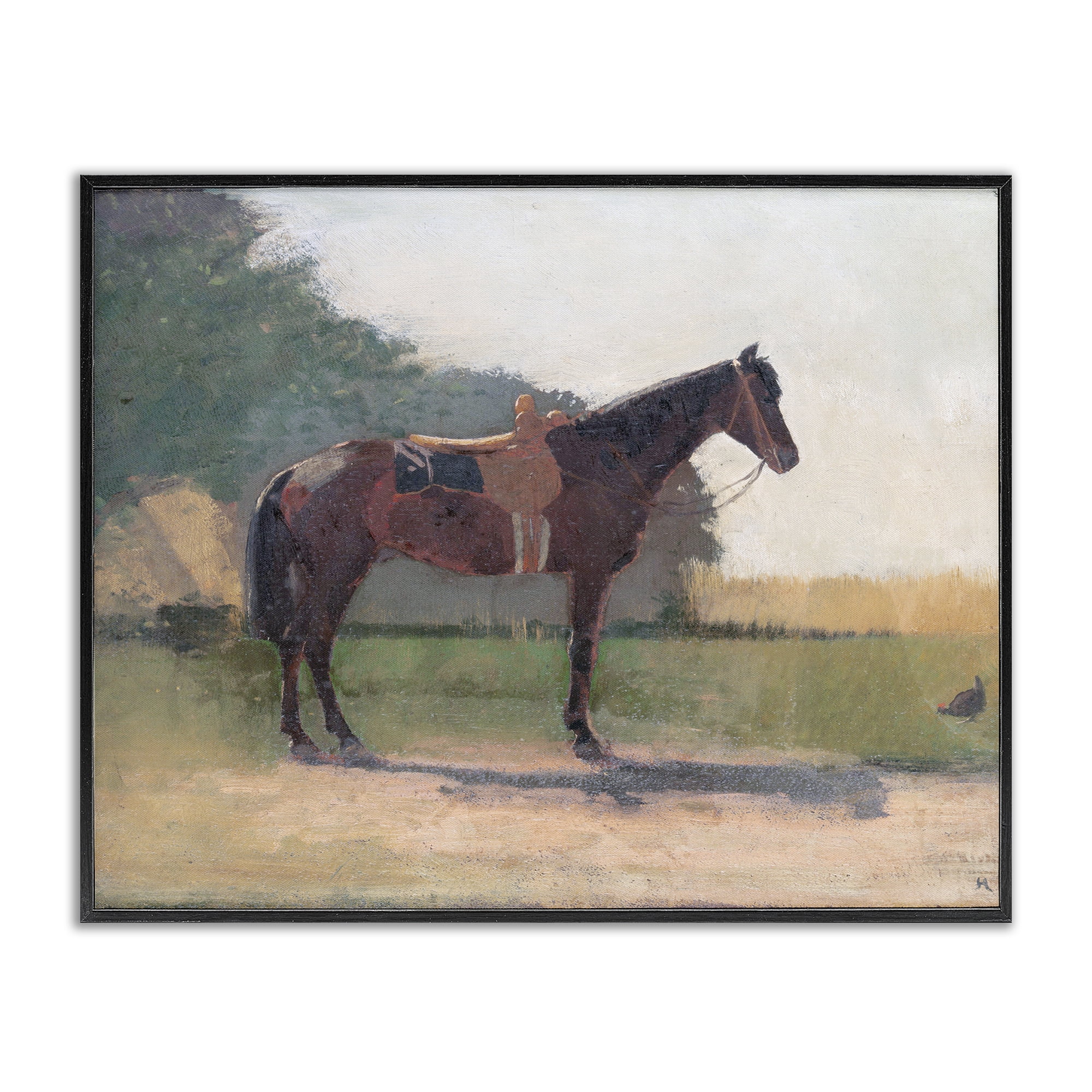 Stupell Industries Saddled Horse in Farm Yard Black Framed Giclee Art, design by Stellar Design Studio