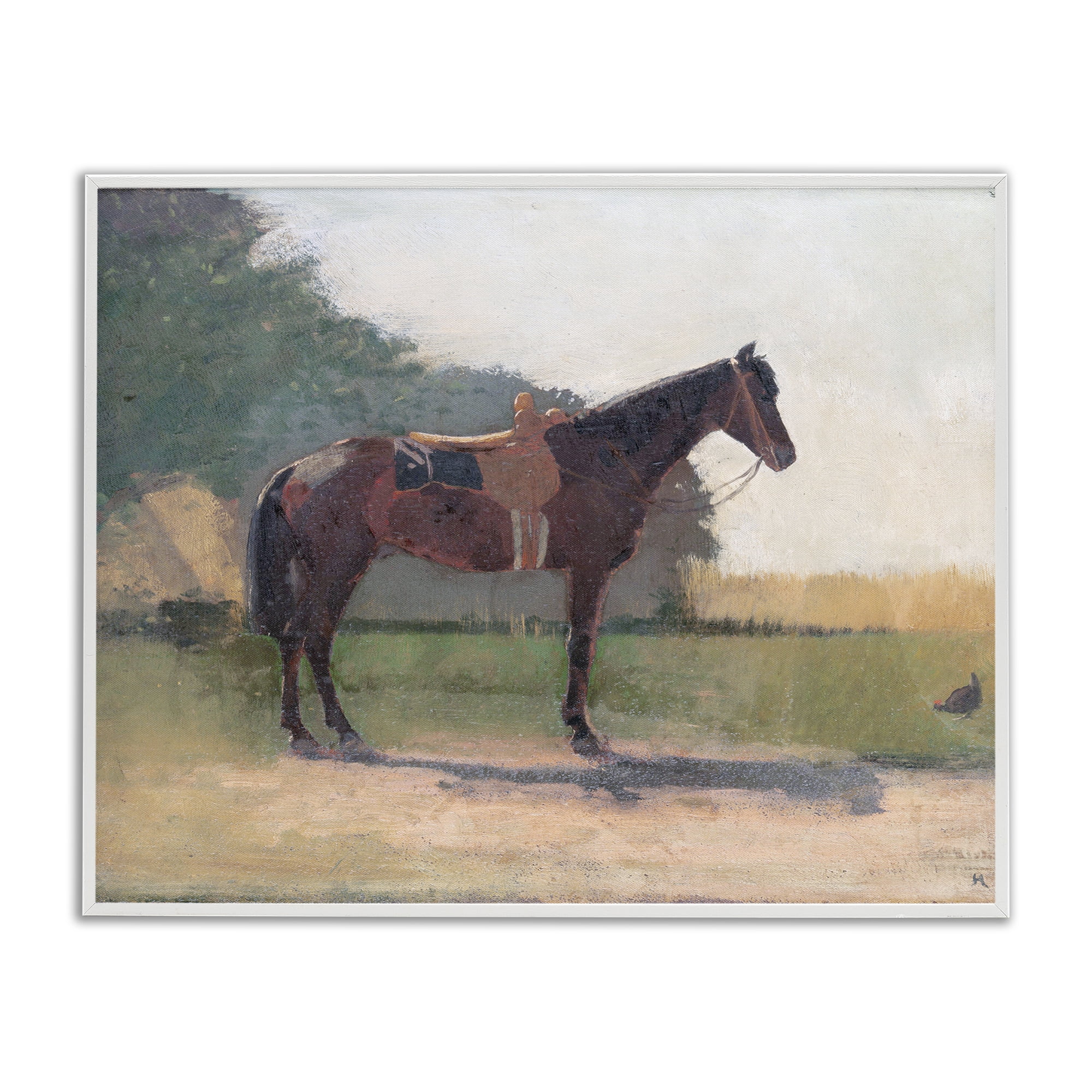 Stupell Industries Saddled Horse in Farm Yard White Framed Giclee Art, design by Stellar Design Studio