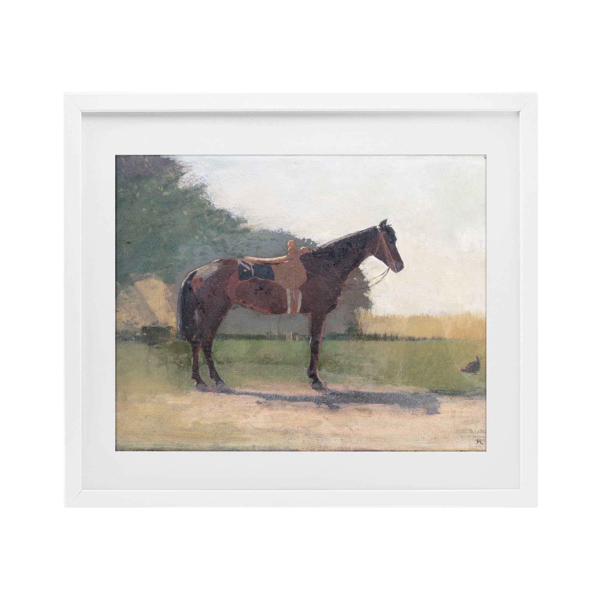 Stupell Industries Saddled Horse in Farm Yard White Framed Print Under Glass, design by Stellar Design Studio