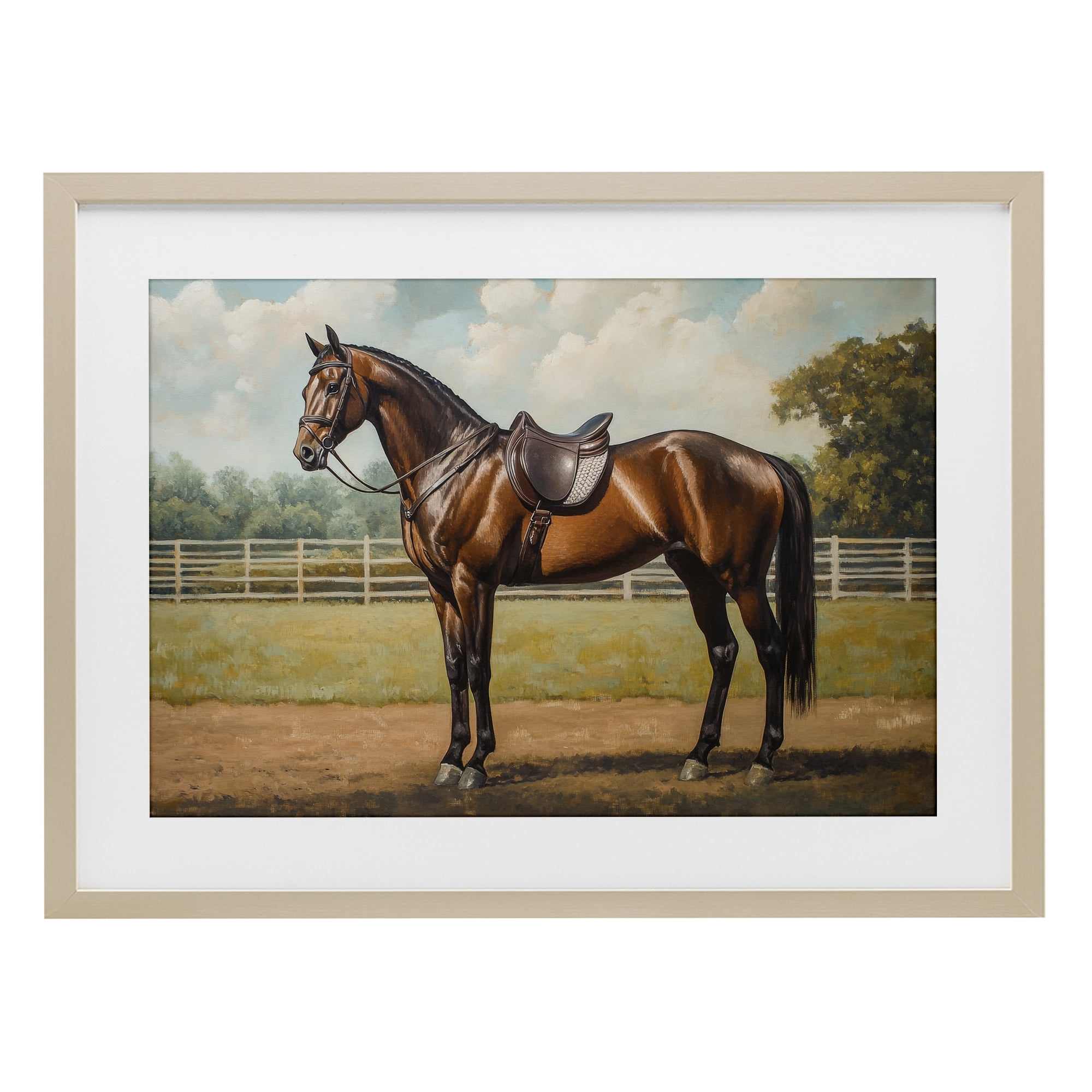 Stupell Industries Saddled & Ready For The Show Birch Framed Print Under Glass, design by Petal Prints Design