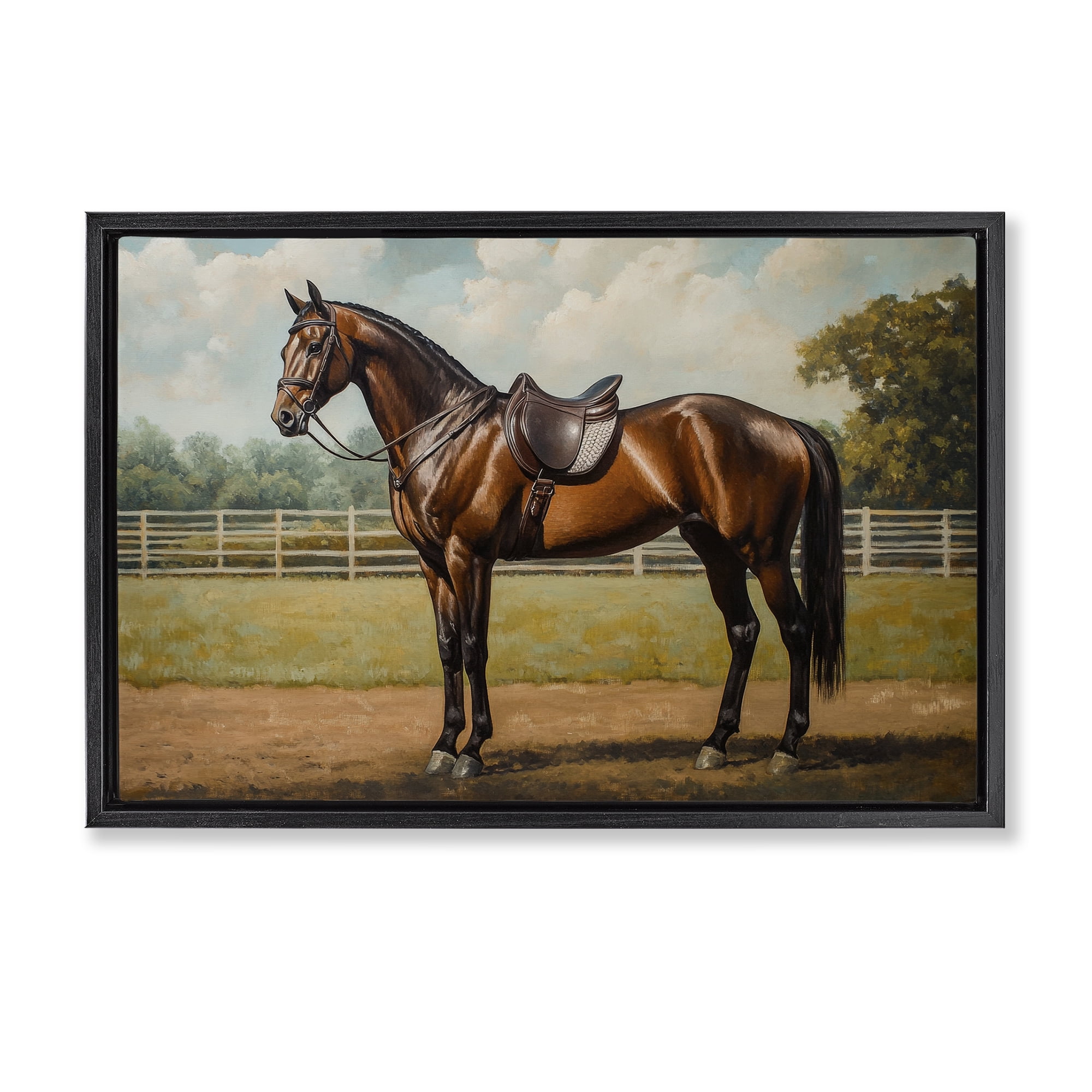Stupell Industries Saddled & Ready For The Show Black Framed Floater Canvas Wall Art, design by Petal Prints Design