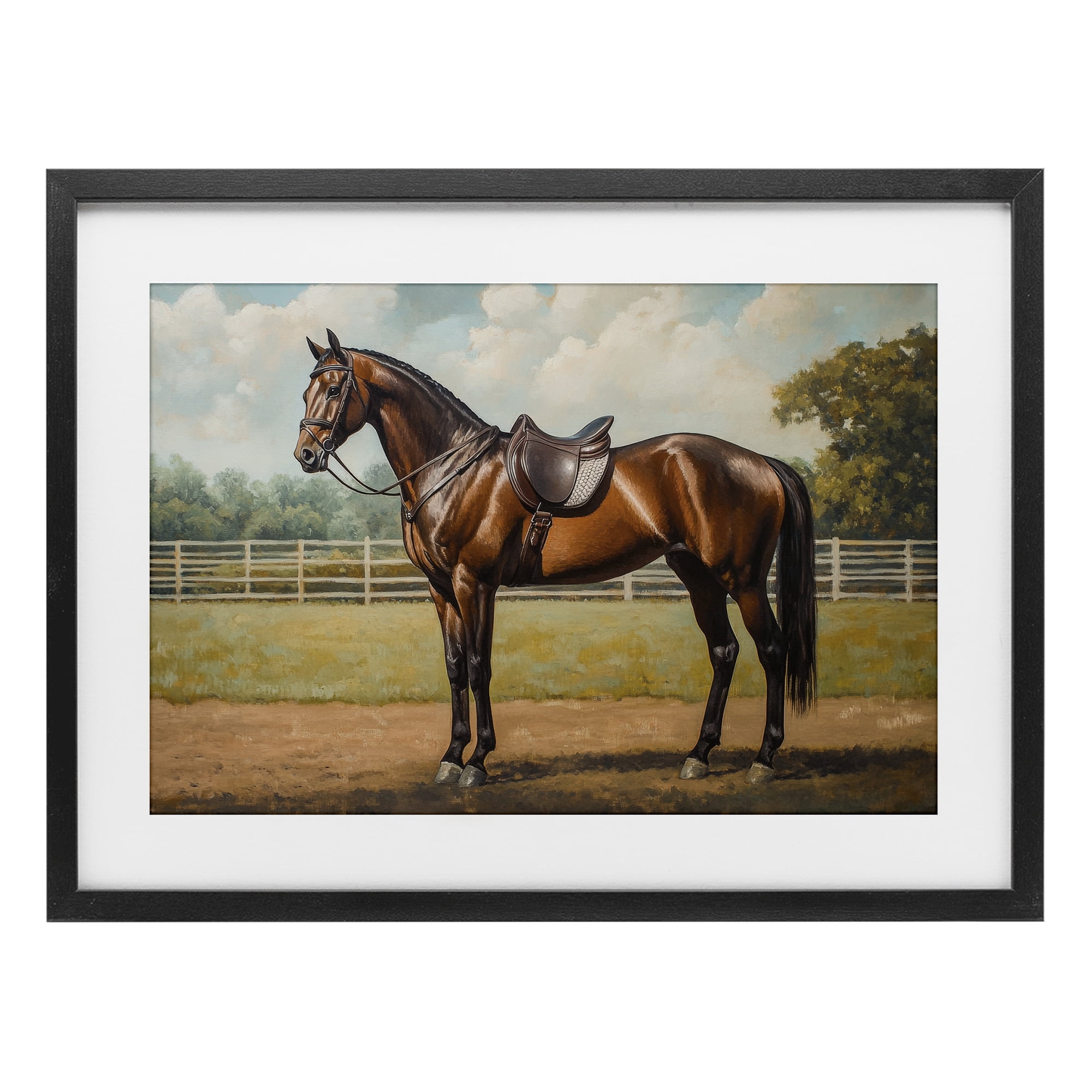 Stupell Industries Saddled & Ready For The Show Black Framed Print Under Glass, design by Petal Prints Design