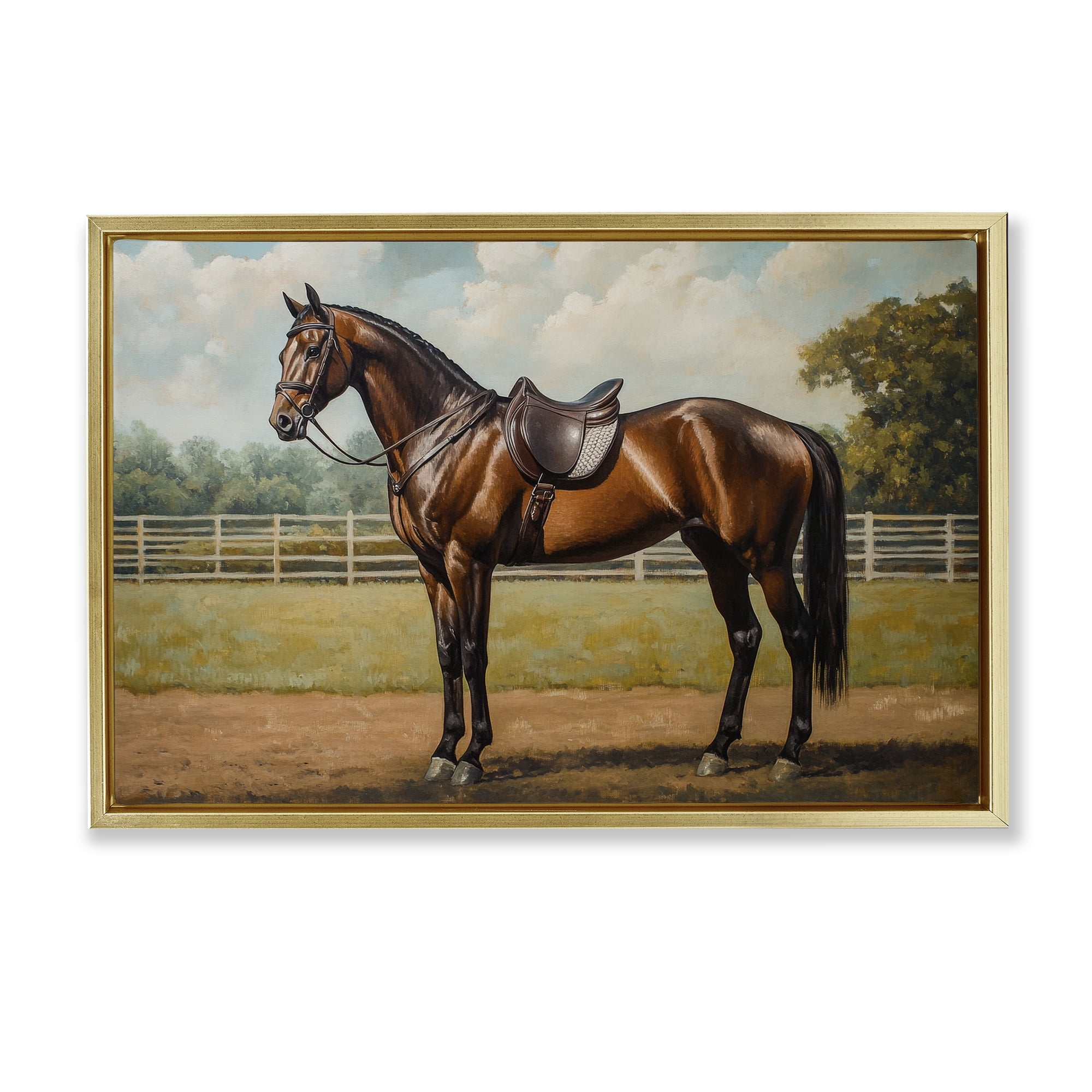 Stupell Industries Saddled & Ready For The Show Gold Framed Floater Canvas Wall Art, design by Petal Prints Design