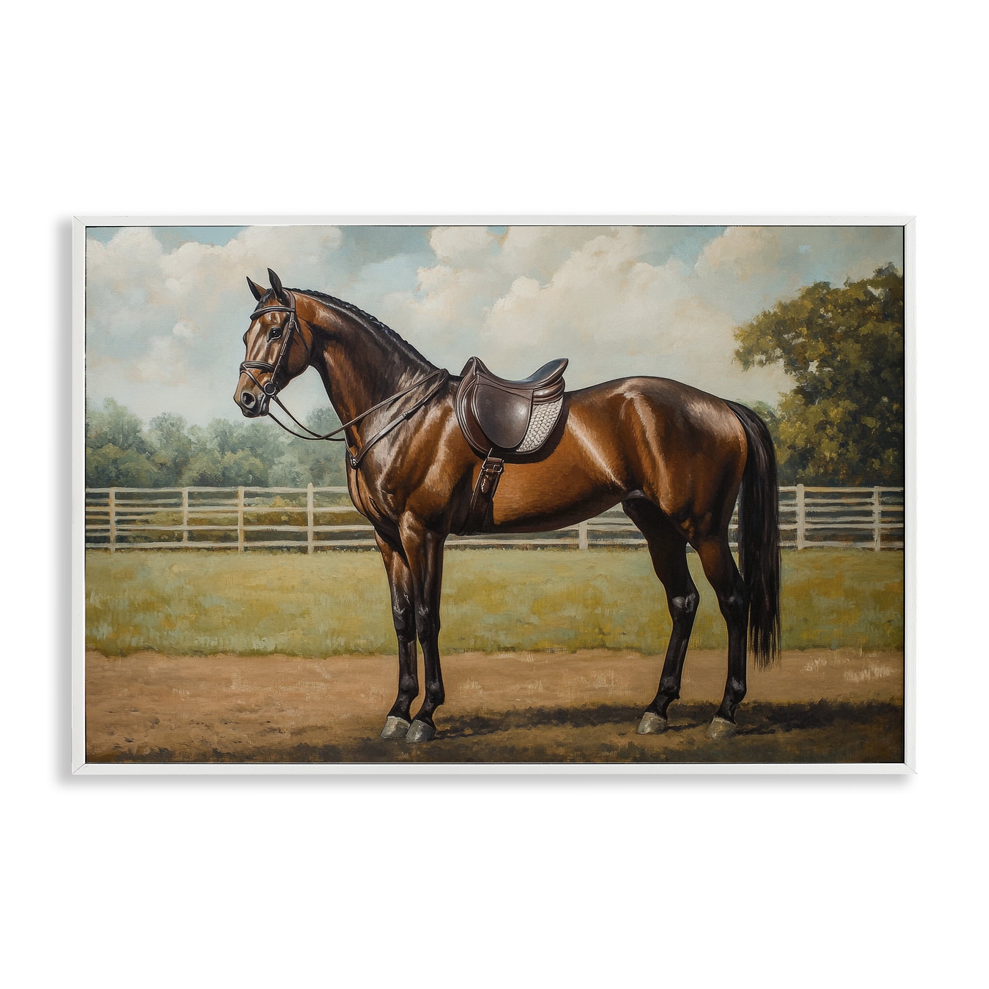 Stupell Industries Saddled & Ready For The Show White Framed Giclee Art, design by Petal Prints Design