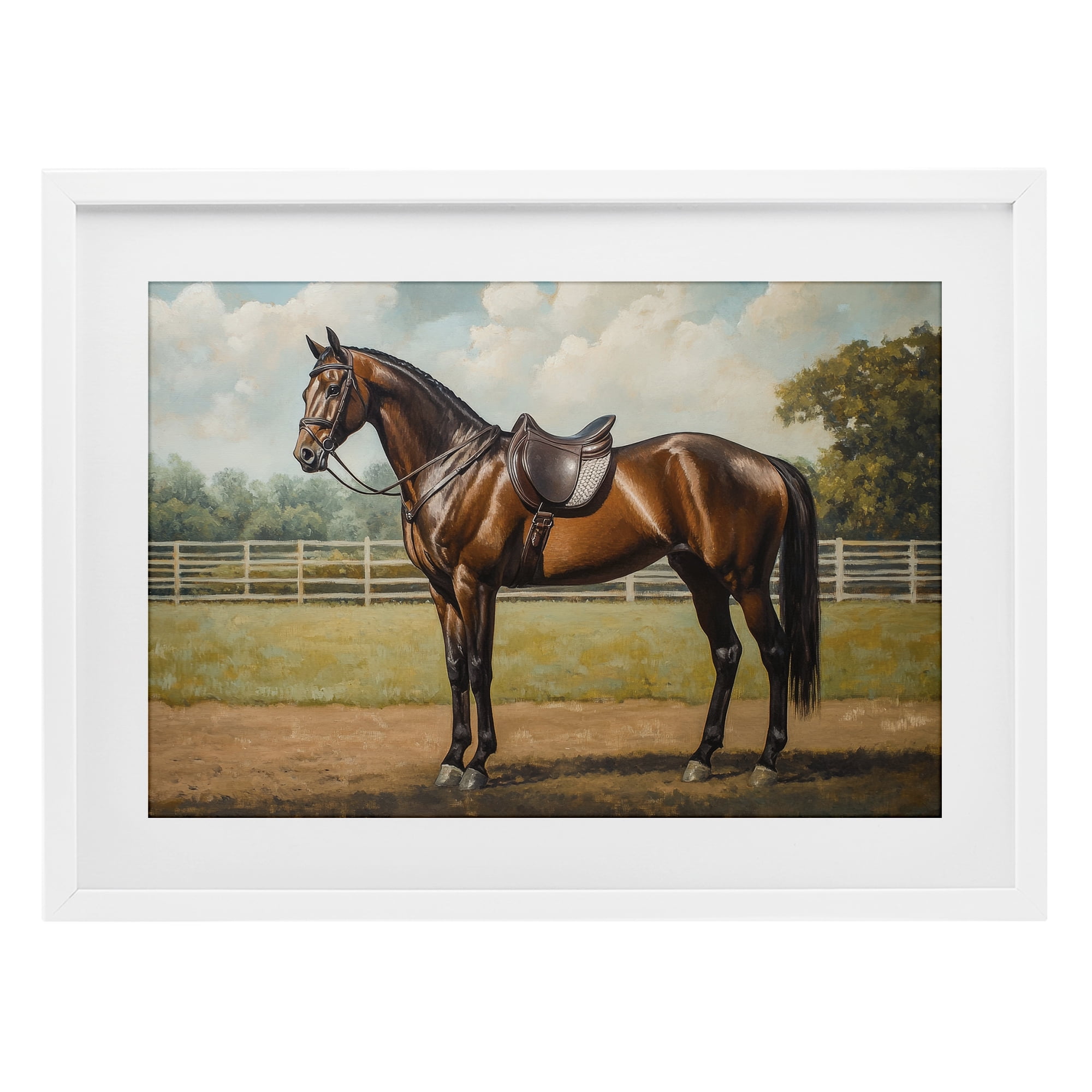 Stupell Industries Saddled & Ready For The Show White Framed Print Under Glass, design by Petal Prints Design