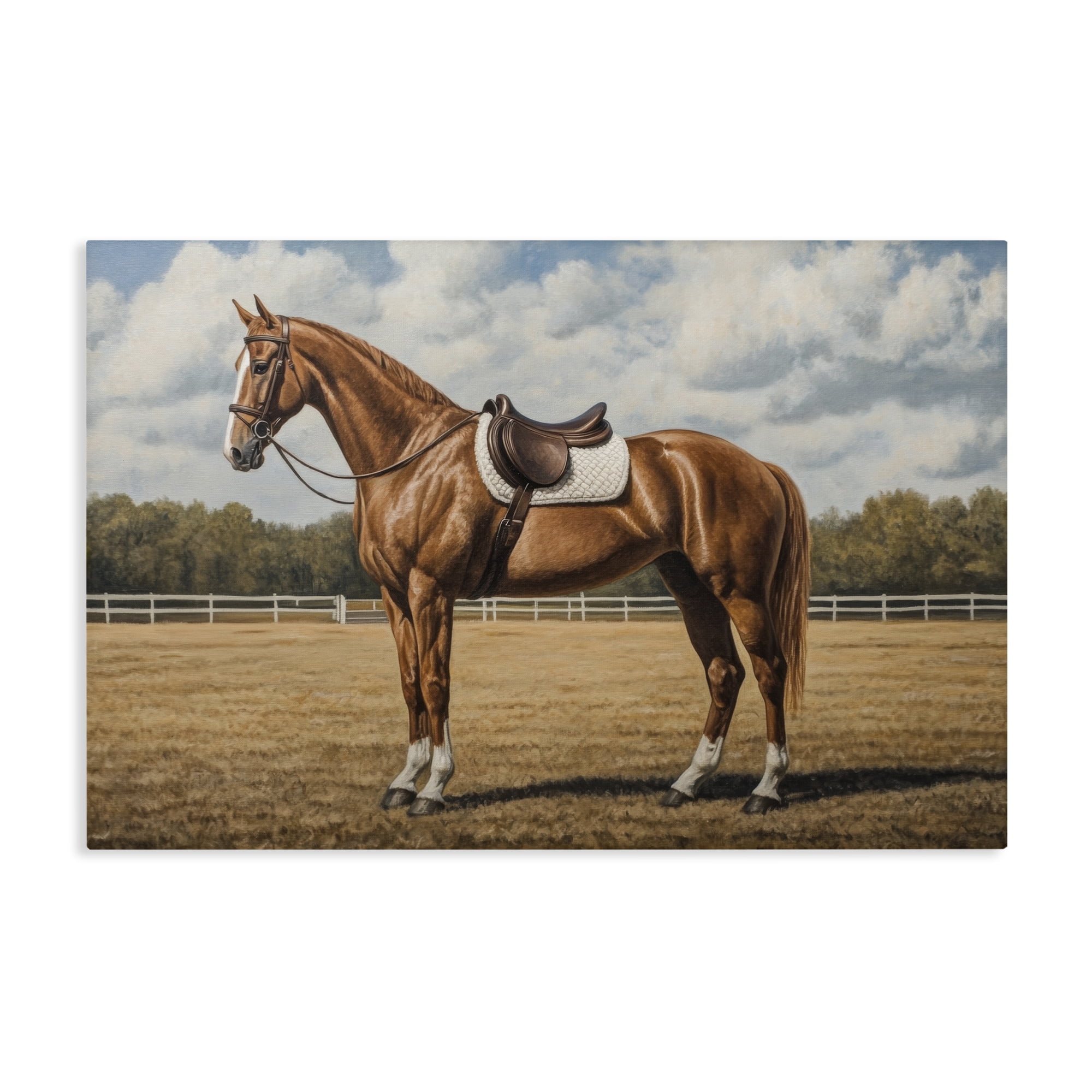 Stupell Industries Saddled Up Chestnut Horse Canvas Wall Art, design by Petal Prints Design