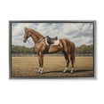 thumbnail image 1 of Stupell Industries Rustic Lodge Saddled Up Chestnut Horse Gray Floating Frame Canvas Art, 25 x 17, by Petals Prints Design, 1 of 8