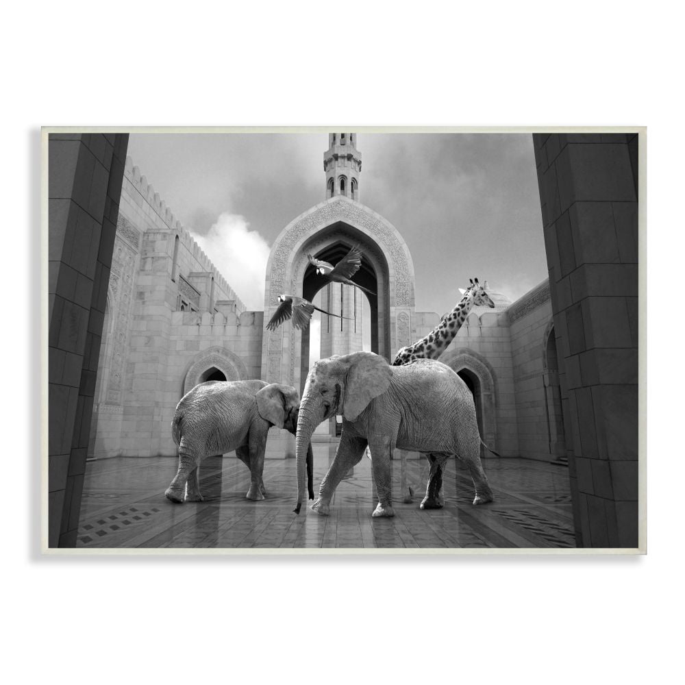 Stupell Industries Safari Animals In Arabesque Architecture Parrots Elephants Giraffe Wall Plaque Design by Ziwei Li
