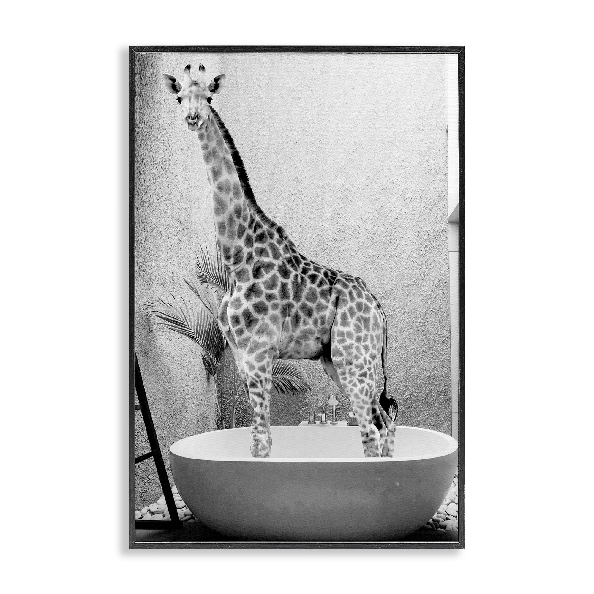Stupell Industries Safari Bath Standing Tall Black Framed Giclee Art, design by SD Graphics Studio