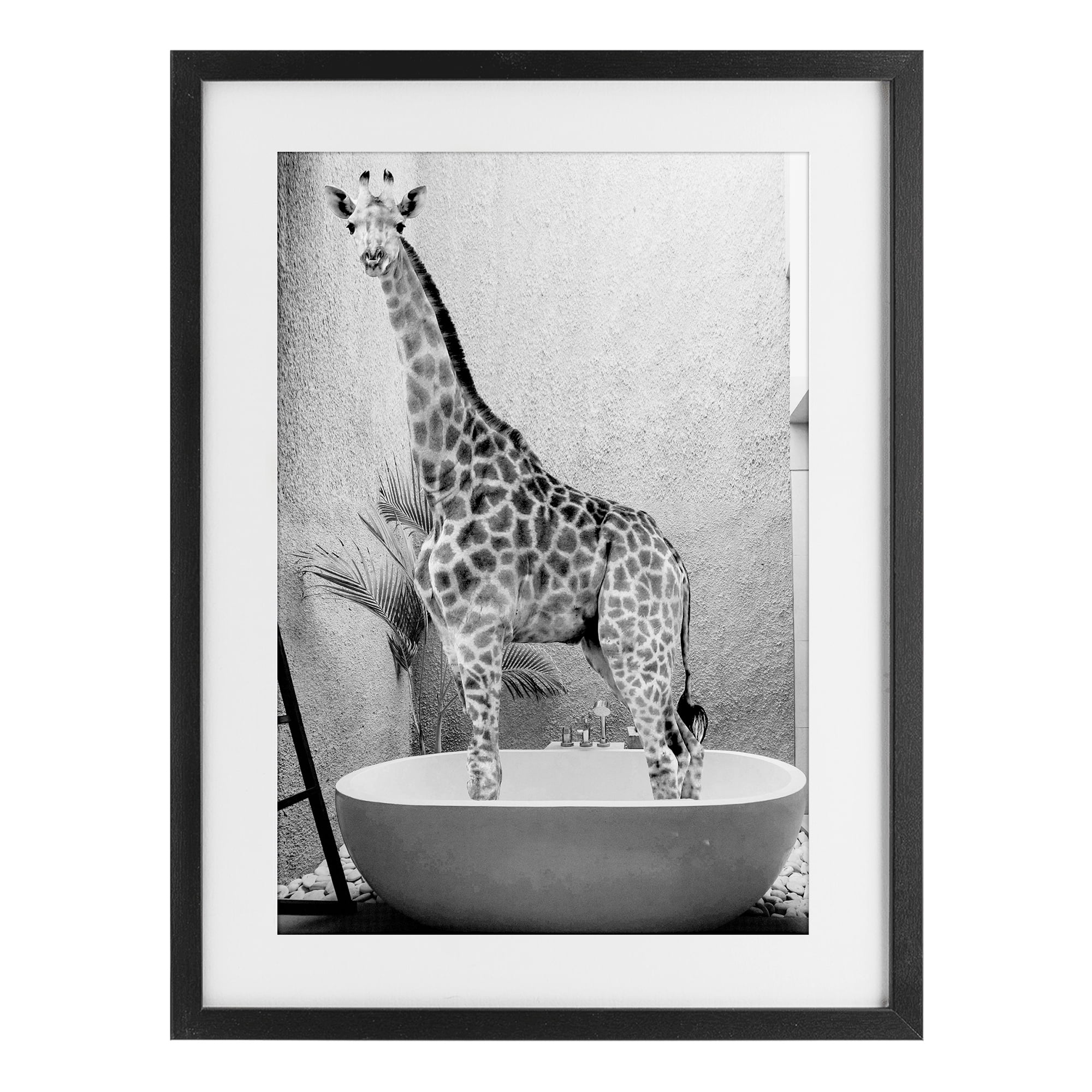 Stupell Industries Safari Bath Standing Tall Black Framed Print Under Glass, design by SD Graphics Studio
