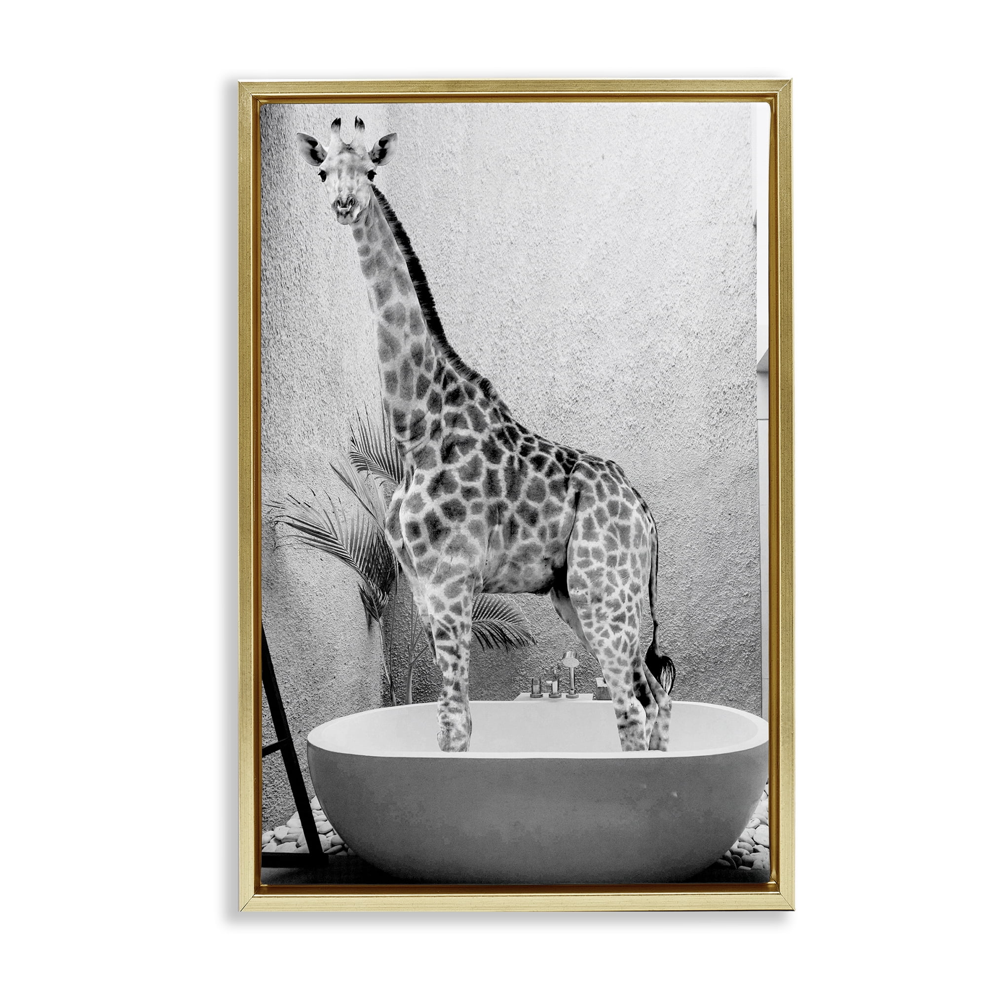 Stupell Industries Safari Bath Standing Tall Gold Framed Floater Canvas Wall Art, design by SD Graphics Studio
