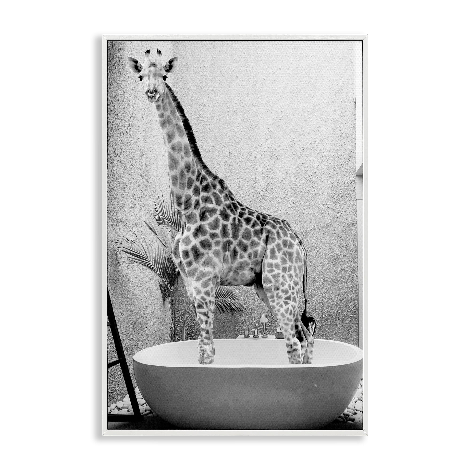 Stupell Industries Safari Bath Standing Tall White Framed Giclee Art, design by SD Graphics Studio