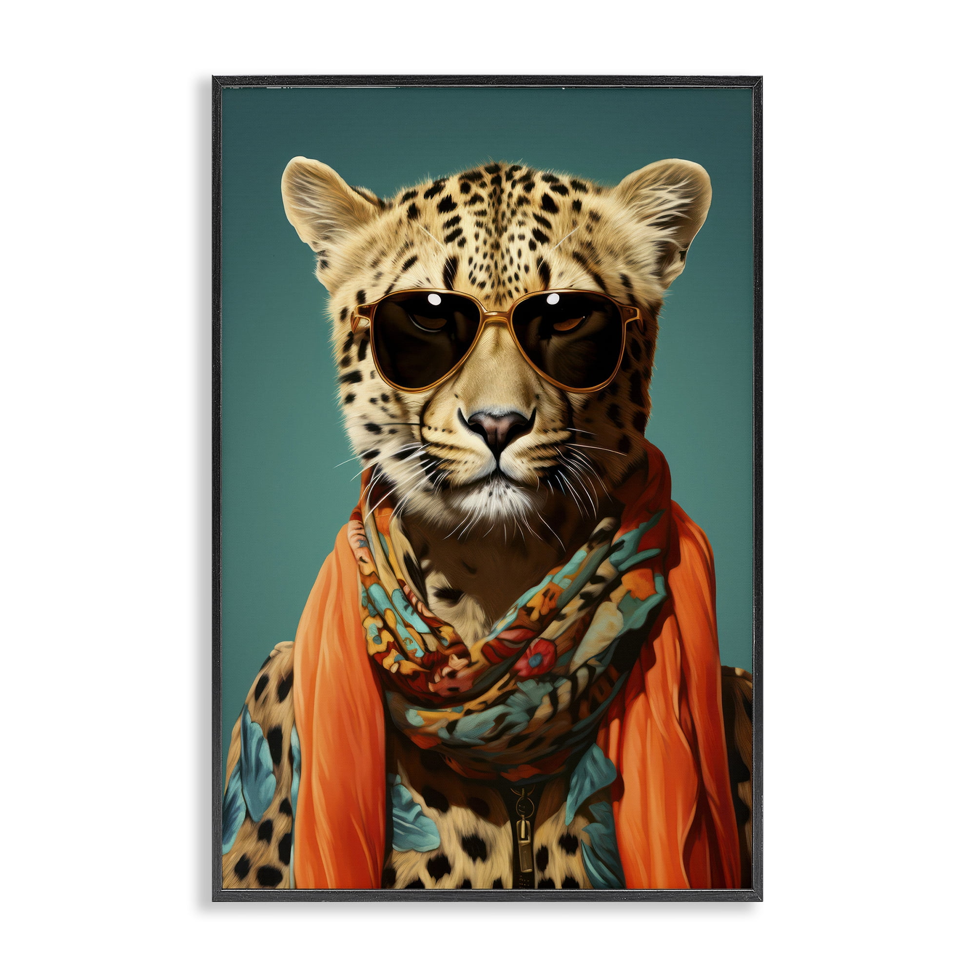 Stupell Industries Safari Glamour Leopard Black Framed Giclee Art, design by Andrea Haase