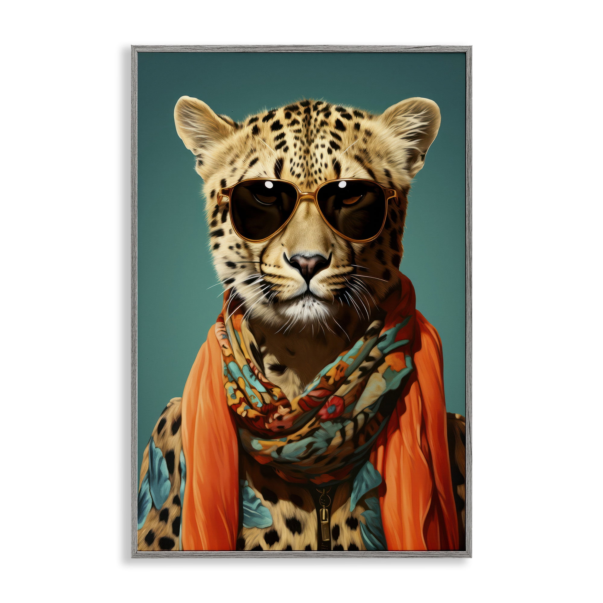 Stupell Industries Safari Glamour Leopard Gray Framed Giclee Art, design by Andrea Haase