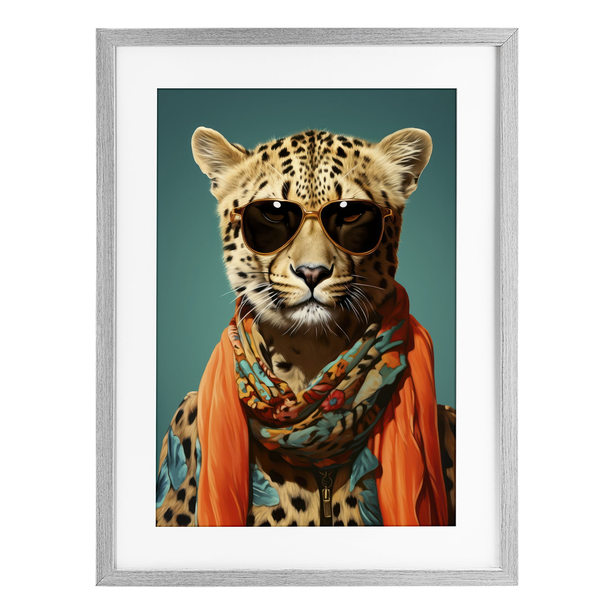 Stupell Industries Safari Glamour Leopard Gray Framed Print Under Glass, design by Andrea Haase