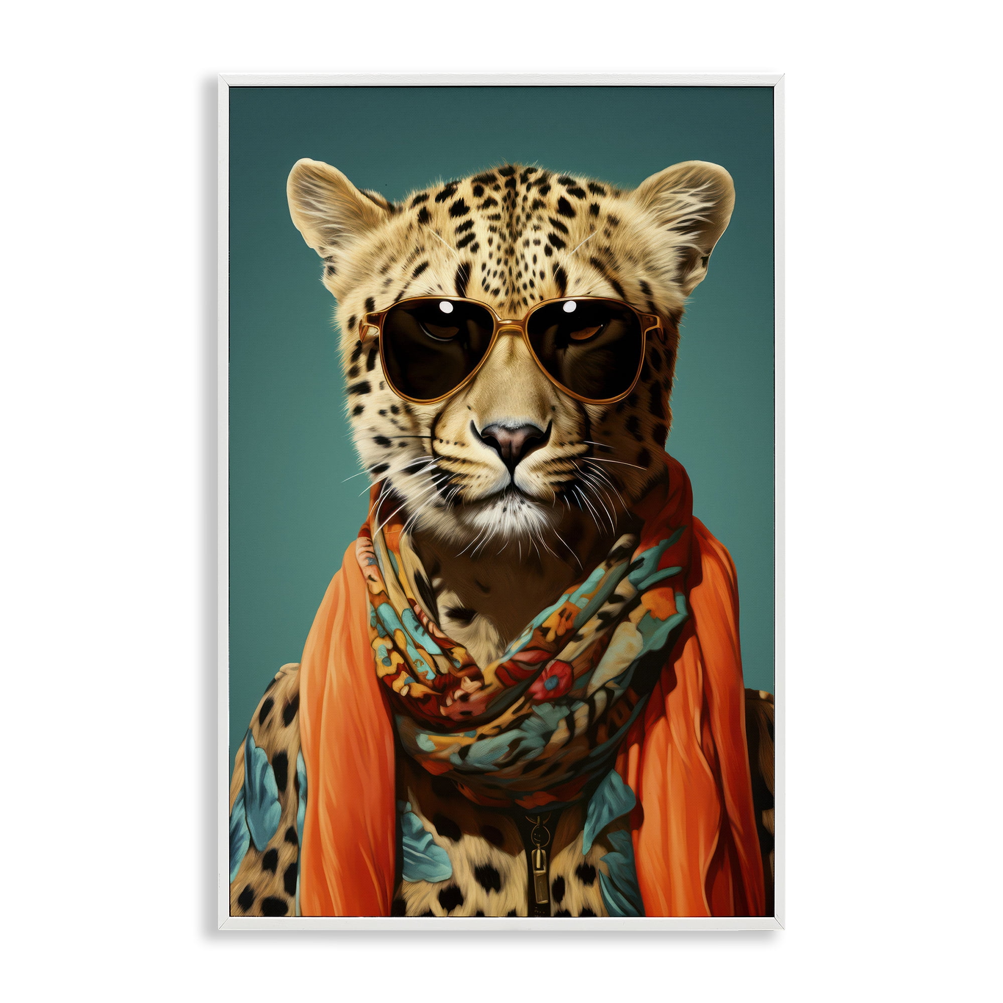 Stupell Industries Safari Glamour Leopard White Framed Giclee Art, design by Andrea Haase