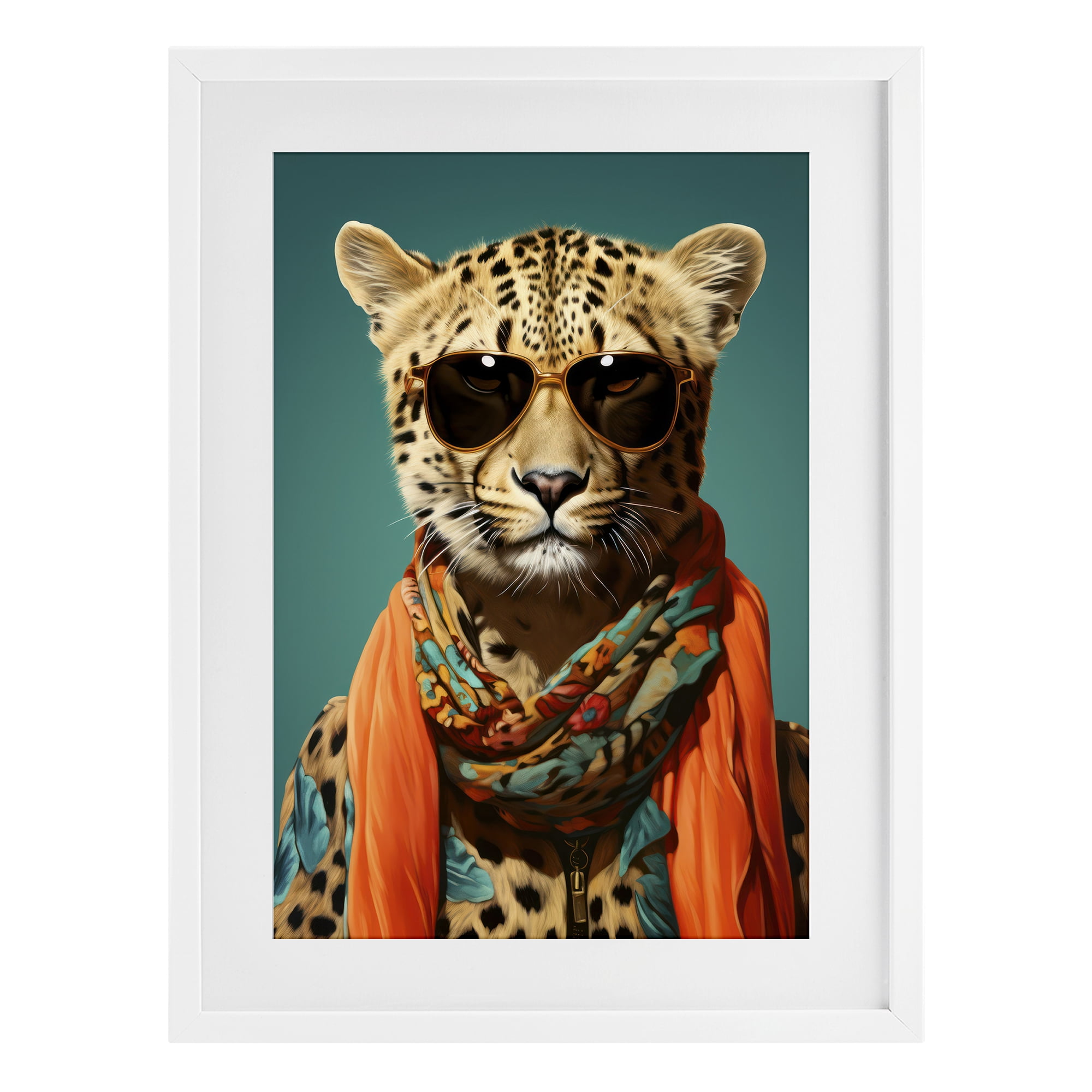 Stupell Industries Safari Glamour Leopard White Framed Print Under Glass, design by Andrea Haase