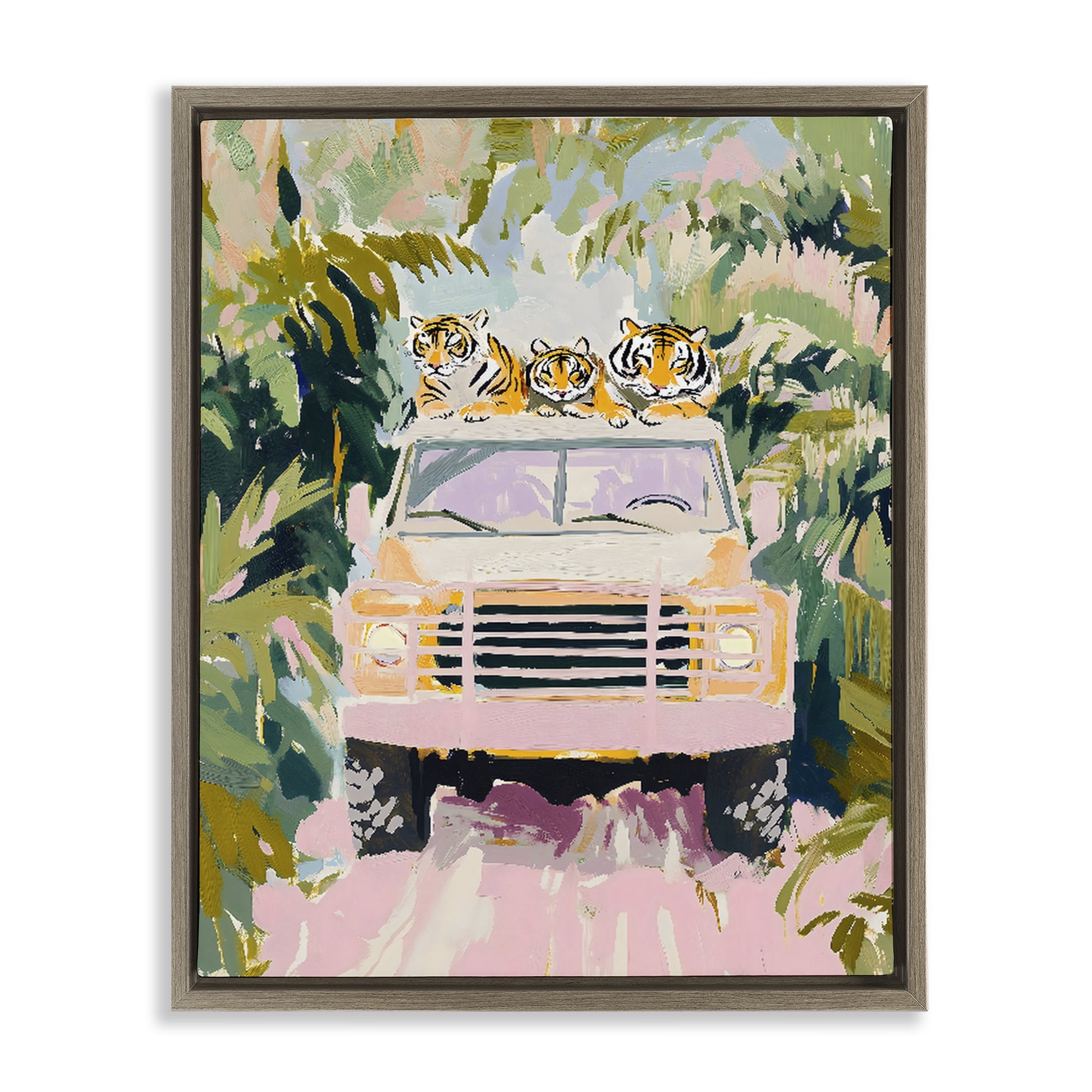 Stupell Industries Safari Trip Tiger Trio Brown Framed Floater Canvas Wall Art, design by The Prints Vibe