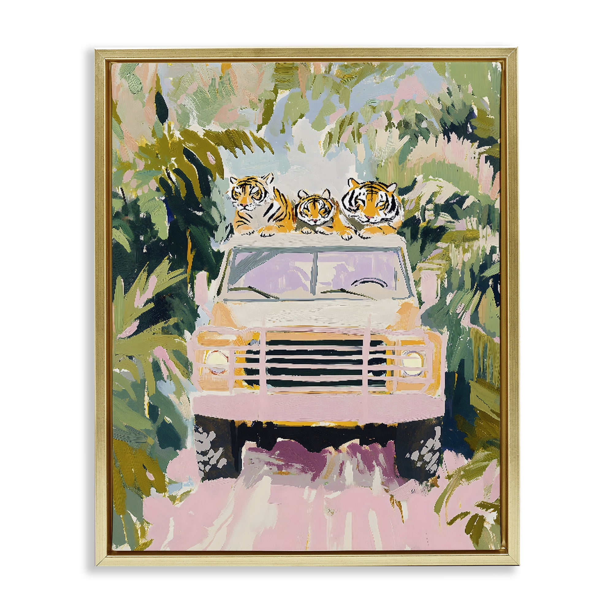 Stupell Industries Safari Trip Tiger Trio Gold Framed Floater Canvas Wall Art, design by The Prints Vibe