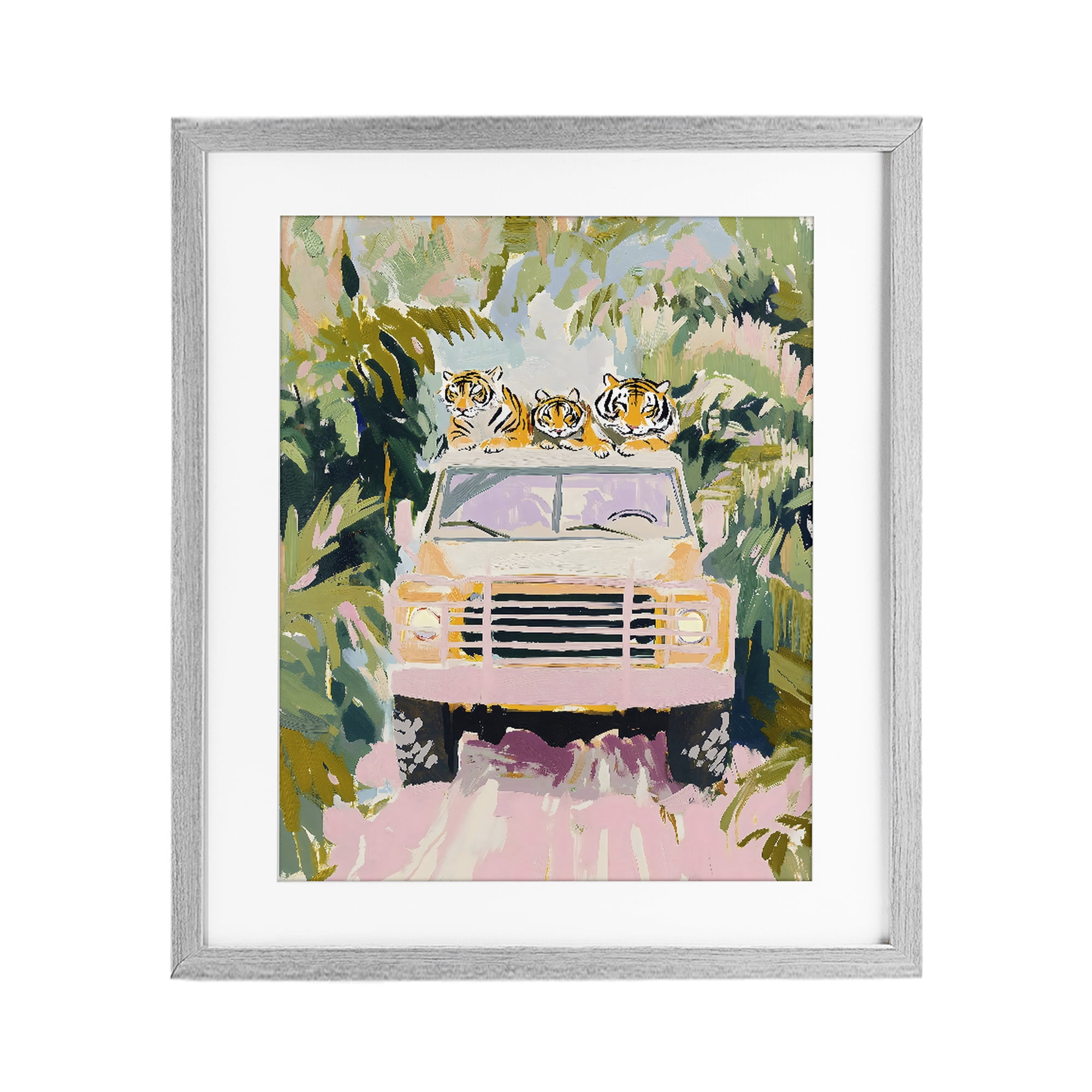 Stupell Industries Safari Trip Tiger Trio Gray Framed Print Under Glass, design by The Prints Vibe