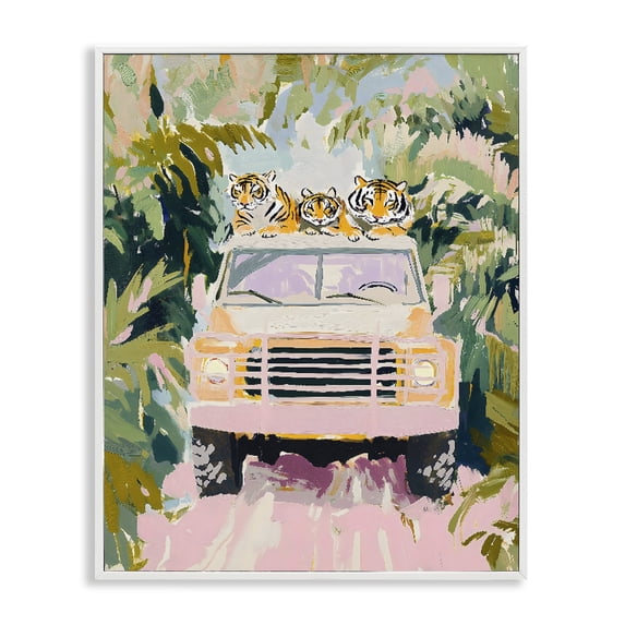 Stupell Industries Contemporary Safari Trip Tiger Trio White Framed Giclee Art, 11 x 14, by The Prints Vibe