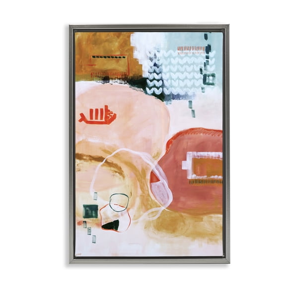 Stupell Industries Safe Passage Abstraction Gray Framed Floater Canvas Wall Art design by Katherine Irvin, 25 x 17