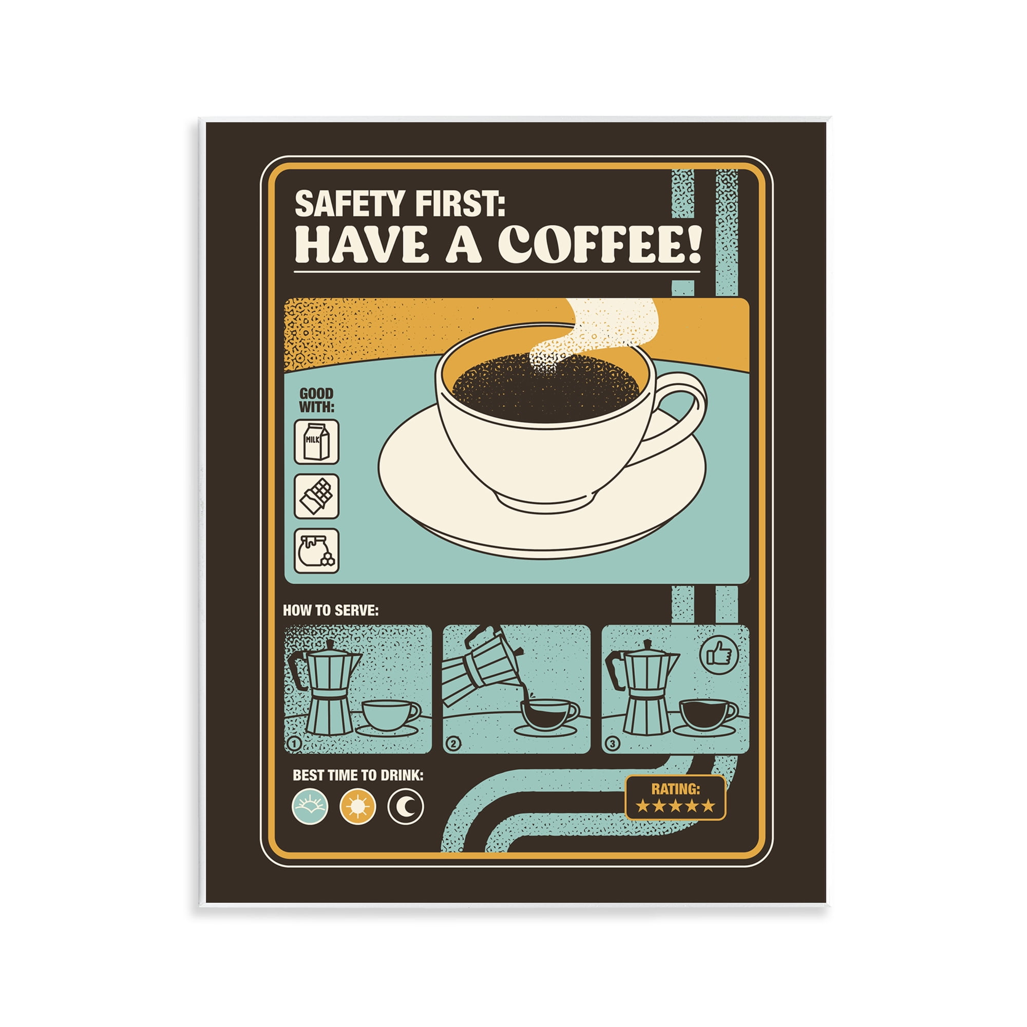 Stupell Industries Safety First Have A Coffee Wall Plaque Art, design by Tobe Fonseca