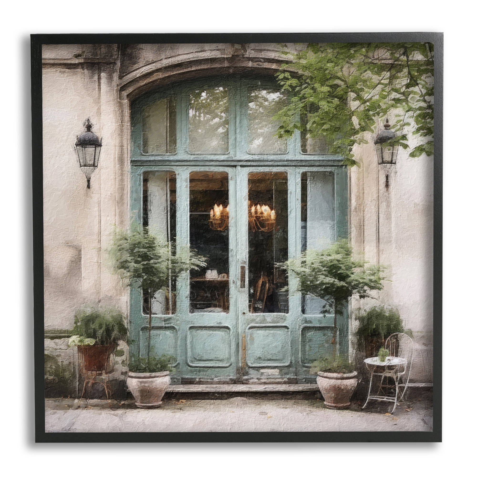 Stupell Industries Sage French Doors Travel & Places Photography Black Framed Art Print Wall Art, 17 x 17